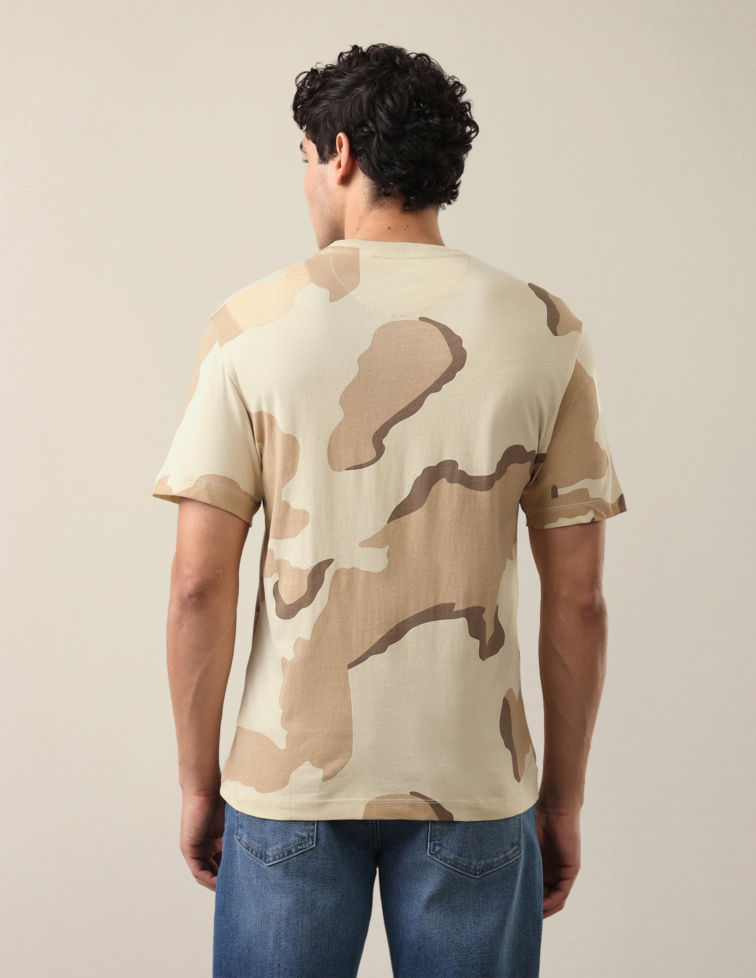 All-Over Printed Relaxed Fit T-Shirt Ecru - U.S. Polo Assn. India | Large
