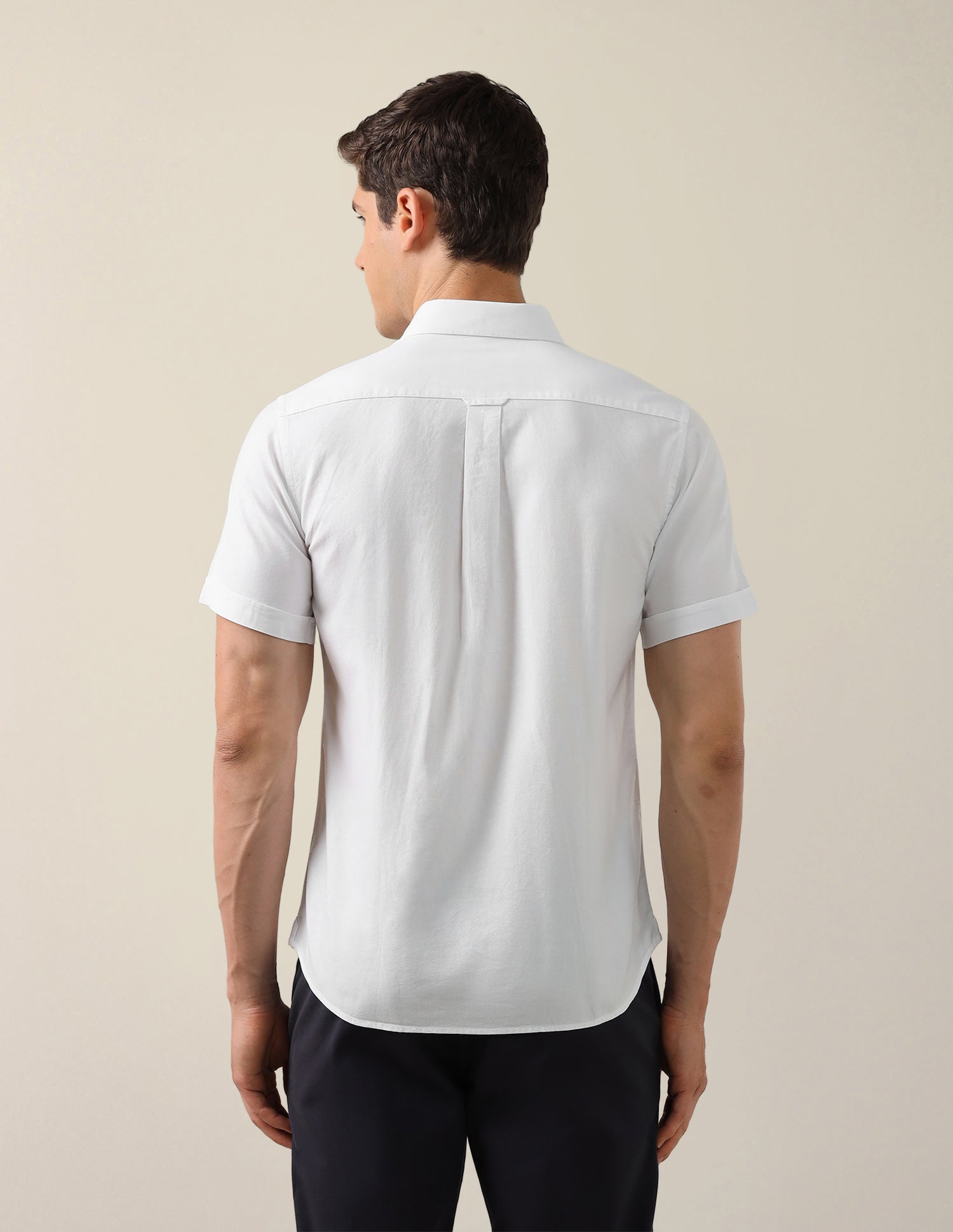 Solid With Stripe Detail Tailored Fit Shirt White - U.S. Polo Assn. India | Large