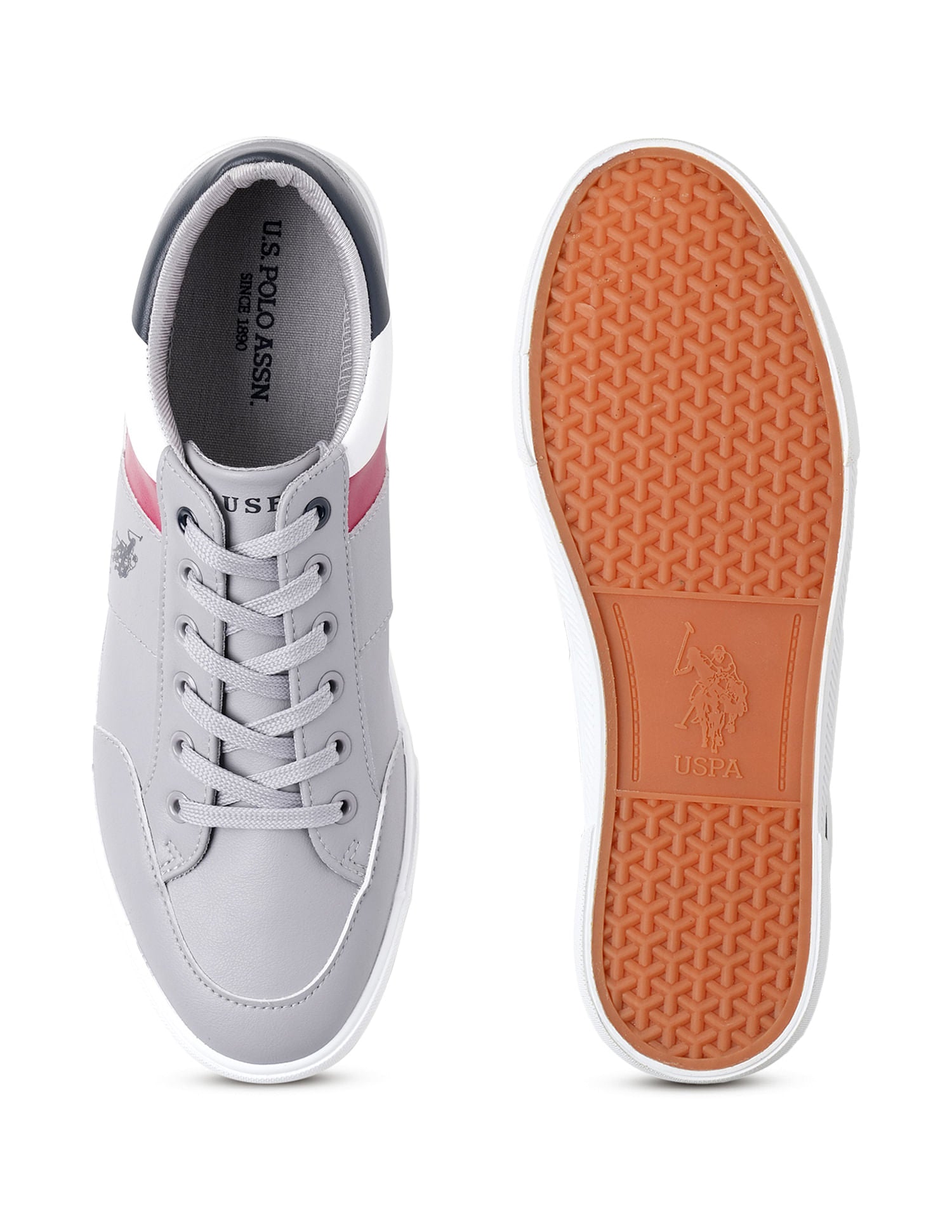 Men Brand Stripe Aspen Sneakers Grey - U.S. Polo Assn. India | Large