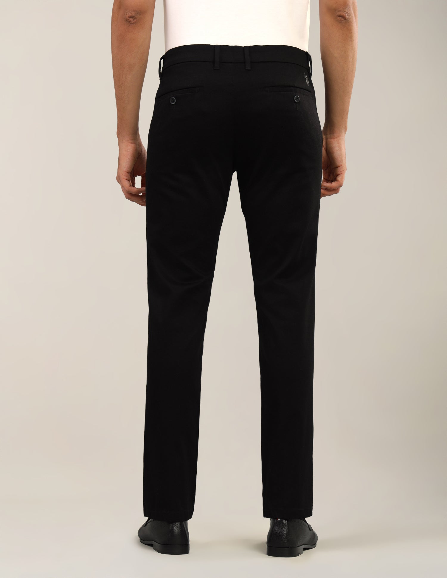 Denver Slim Fit Dobby Trousers Black - U.S. Polo Assn. India | Large