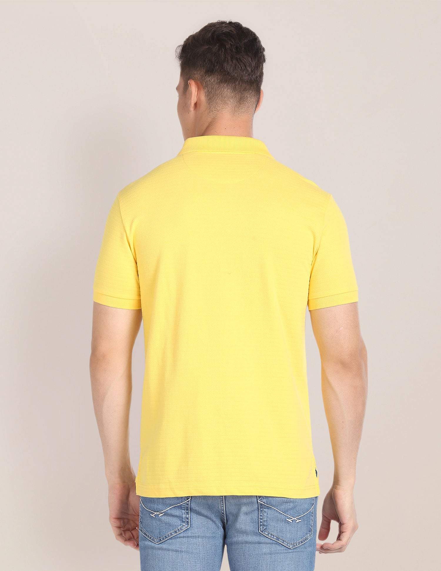 Horizontal Stripe Slim Polo Shirt Yellow - U.S. Polo Assn. India | Large