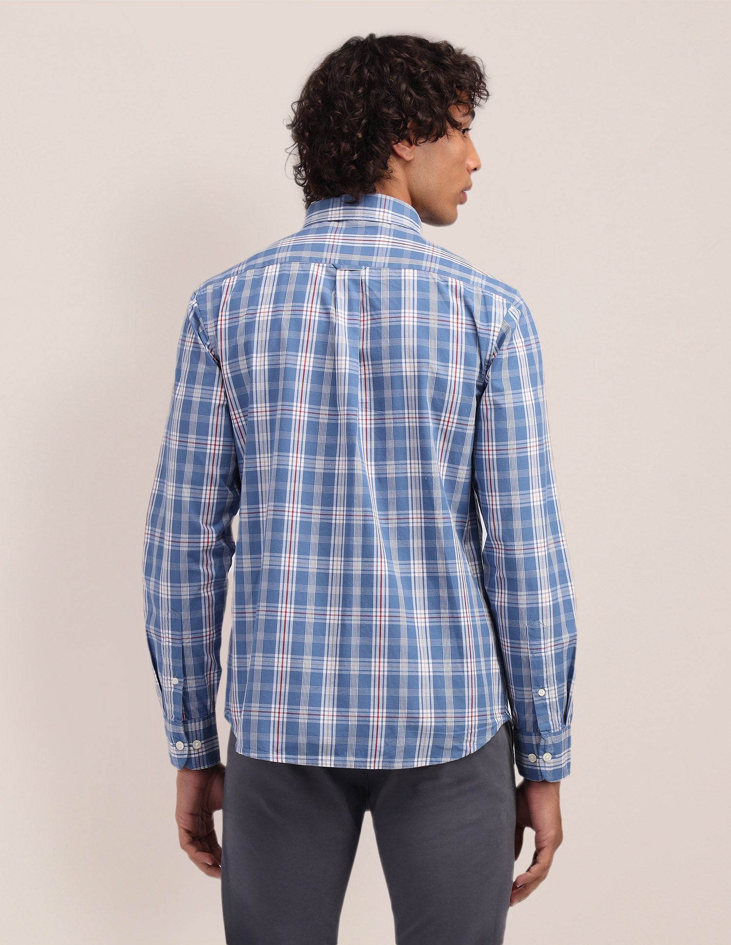 Plaid Checked Poplin Shirt Blue - U.S. Polo Assn. India | Large