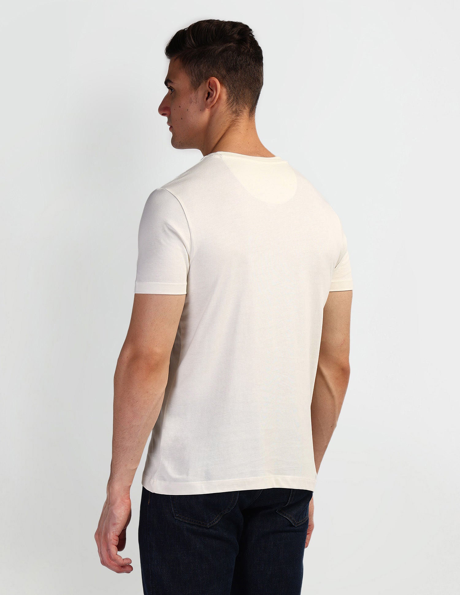 Brand Print Muscle Fit T-Shirt Off-White - U.S. Polo Assn. India | Large