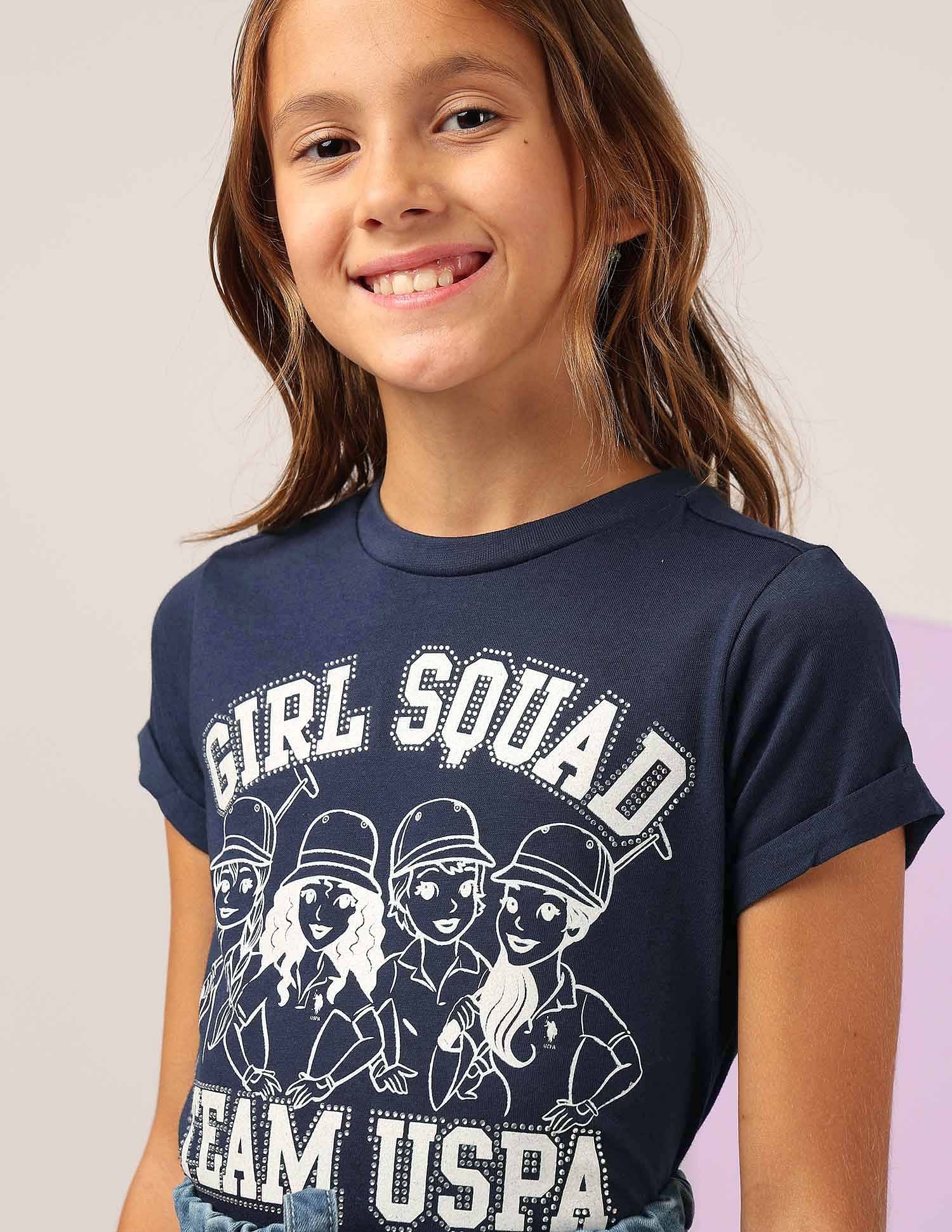 Girl Squad Pure Cotton T-Shirt Navy - U.S. POLO ASSN. | Large