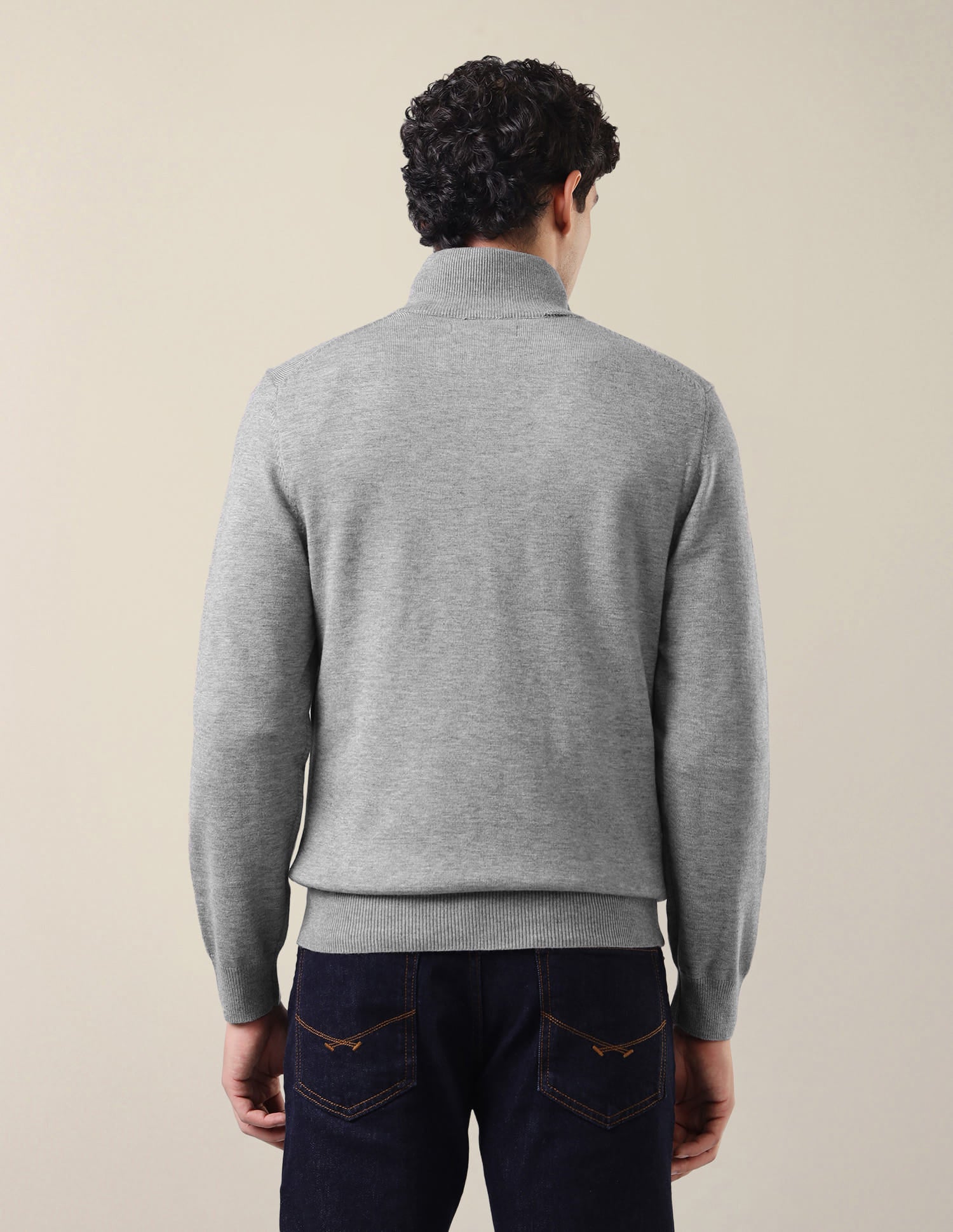 Heathered Regular Fit Sweater Grey - U.S. Polo Assn. India | Large