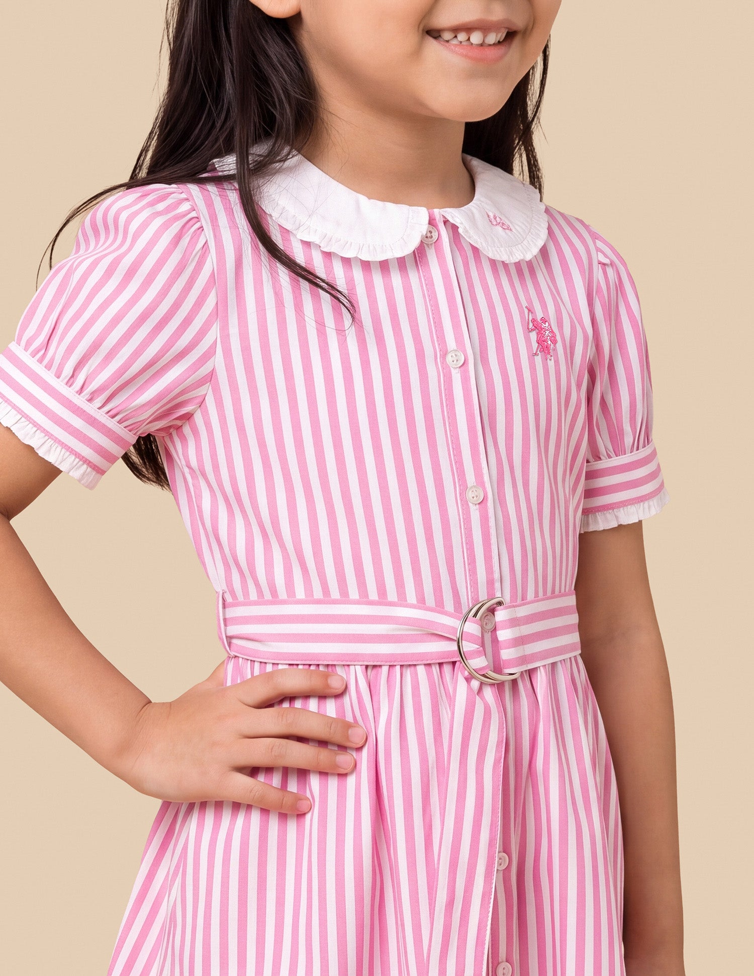 Vertical Striped Relaxed Fit Shirt Dress Pink - U.S. Polo Assn. India | Large
