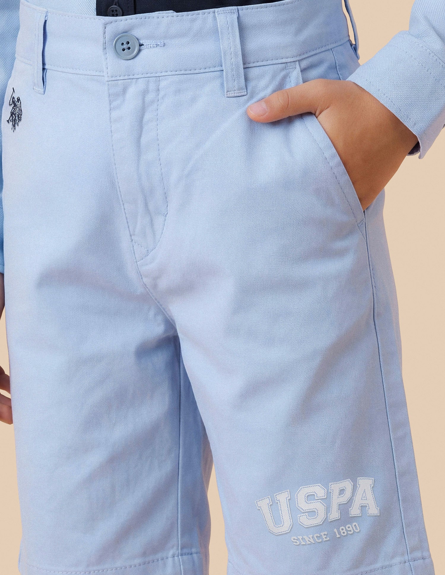 Solid Relaxed Fit Shorts Light Blue - U.S. Polo Assn. India | Large