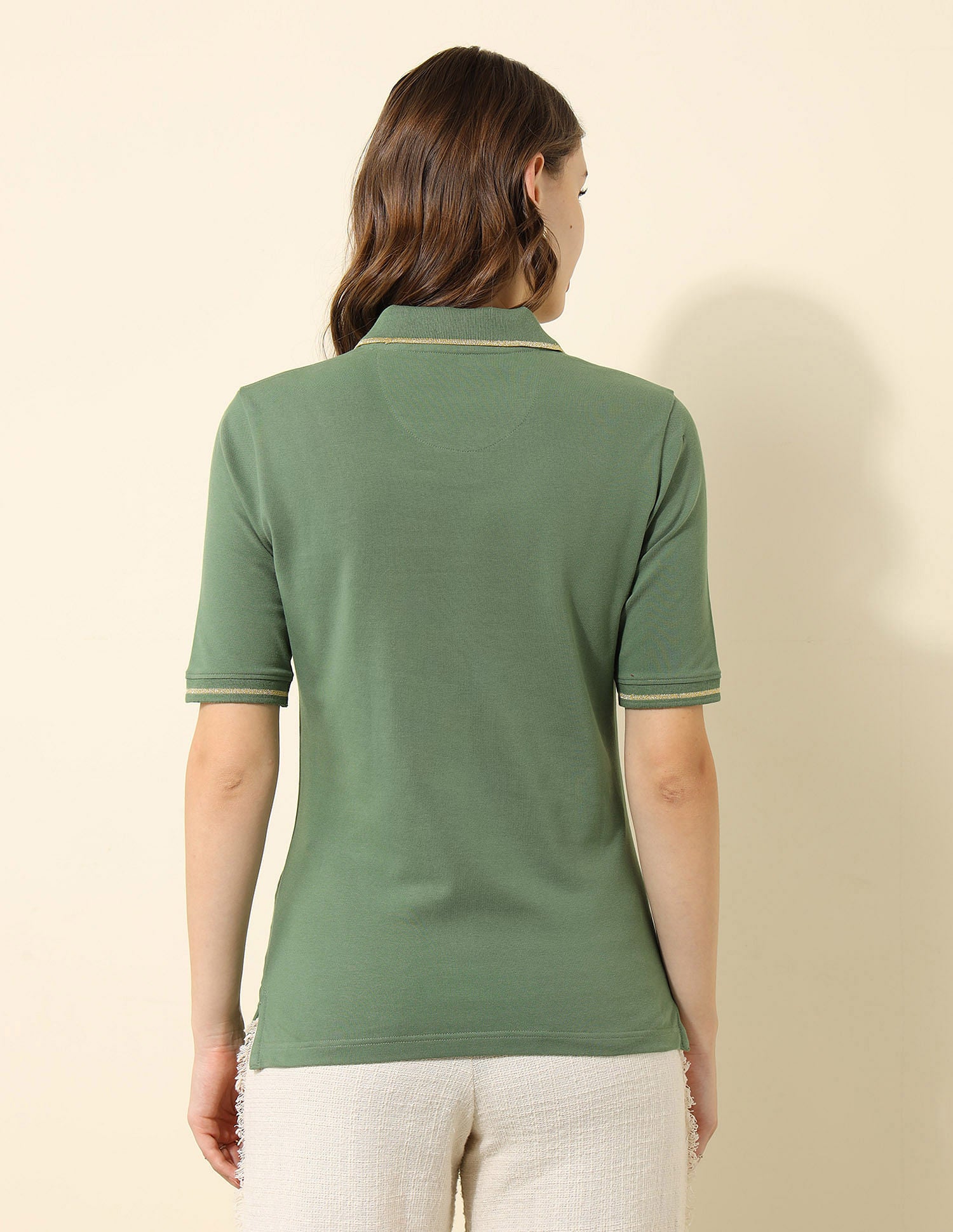 Tipped Collar Regular Fit Polo Shirt Light Olive - U.S. Polo Assn. India | Large