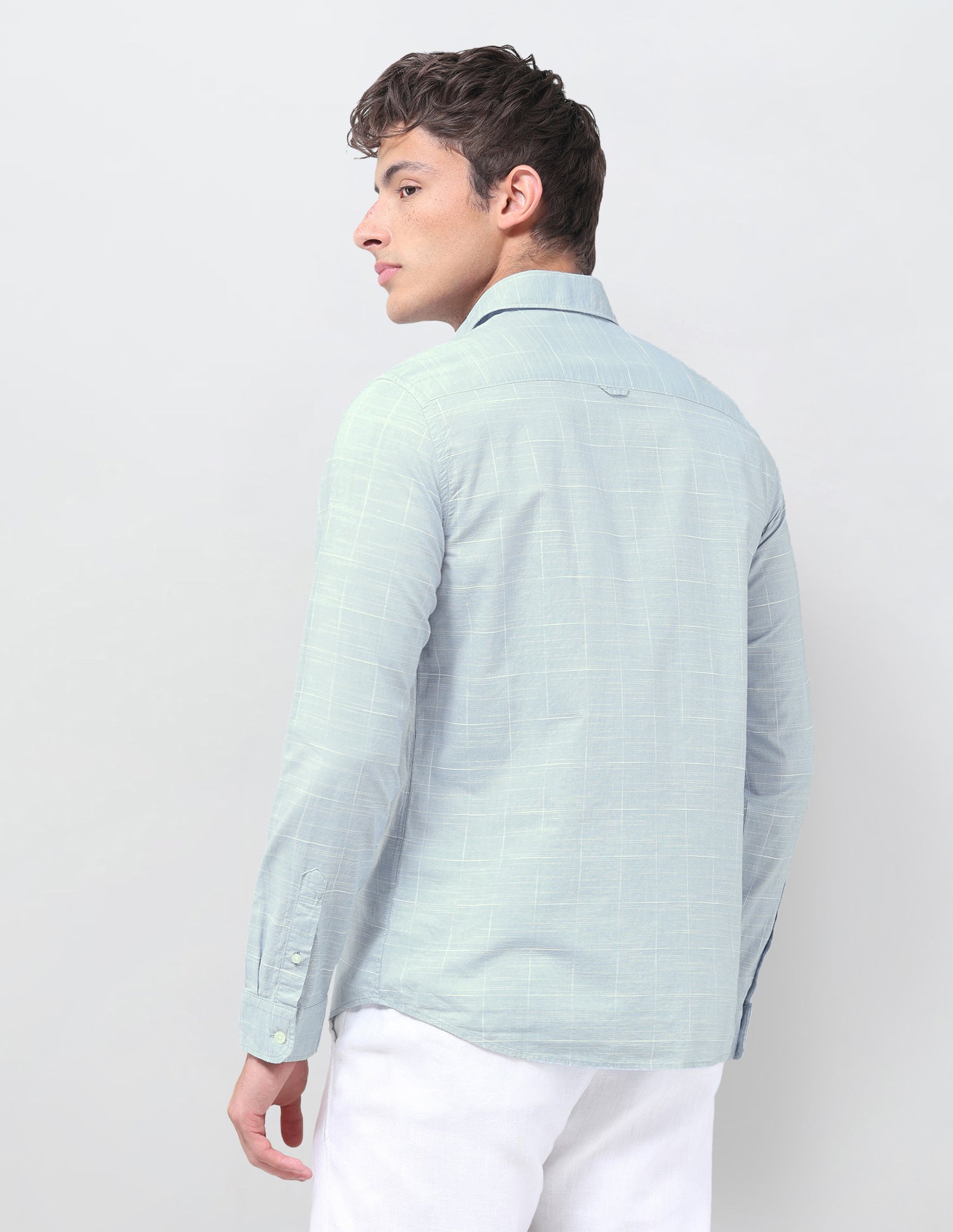 Windowpane Checked Jaquard Shirt Aqua - U.S. Polo Assn. India | Large