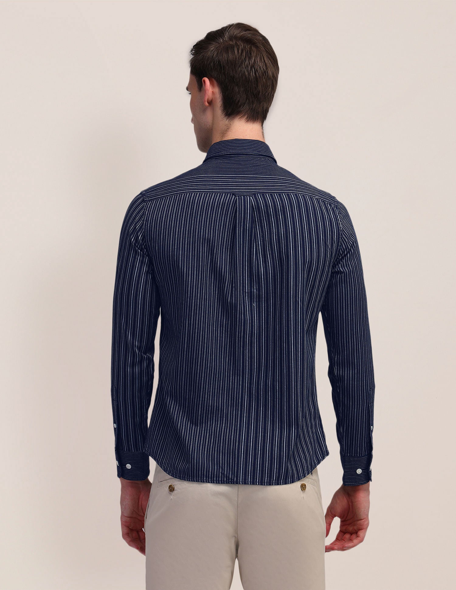 Vertical Striped Slim Fit Shirt Indigo - U.S. Polo Assn. India | Large