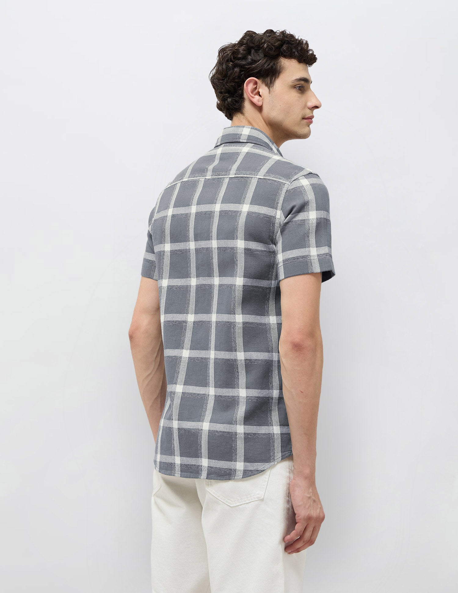 Textured With Grid Checked Dobby Shirt Grey - U.S. POLO ASSN. | Large