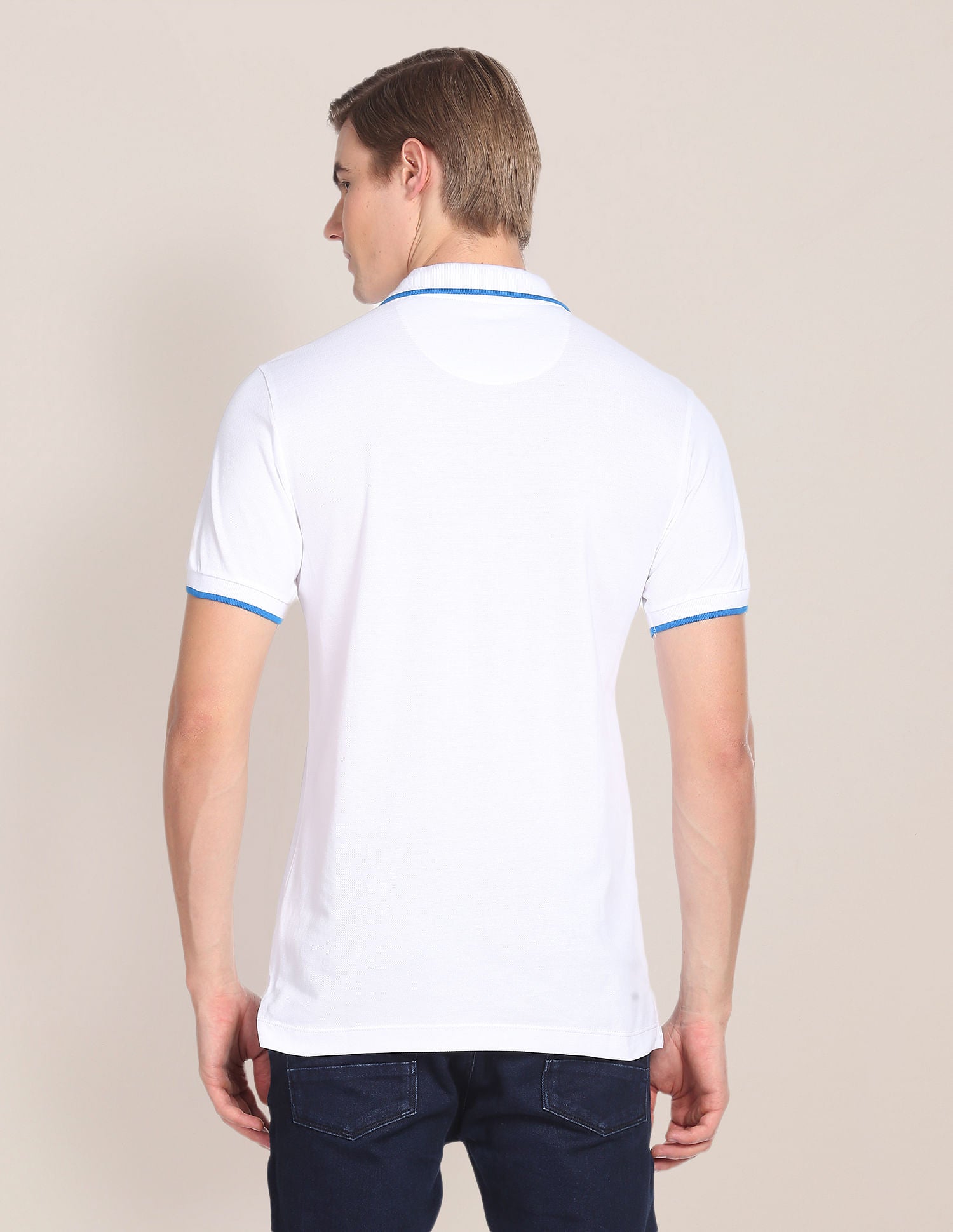 Tipped Collar Cotton Polo Shirt White - U.S. Polo Assn. India | Large