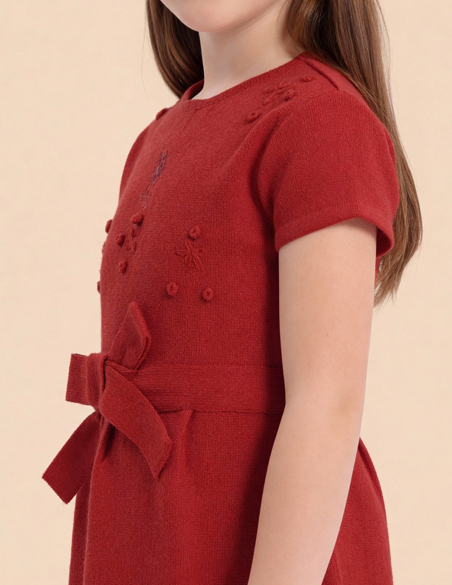 Girls Patterned Knit Skater Dress Red - U.S. Polo Assn. India | Large