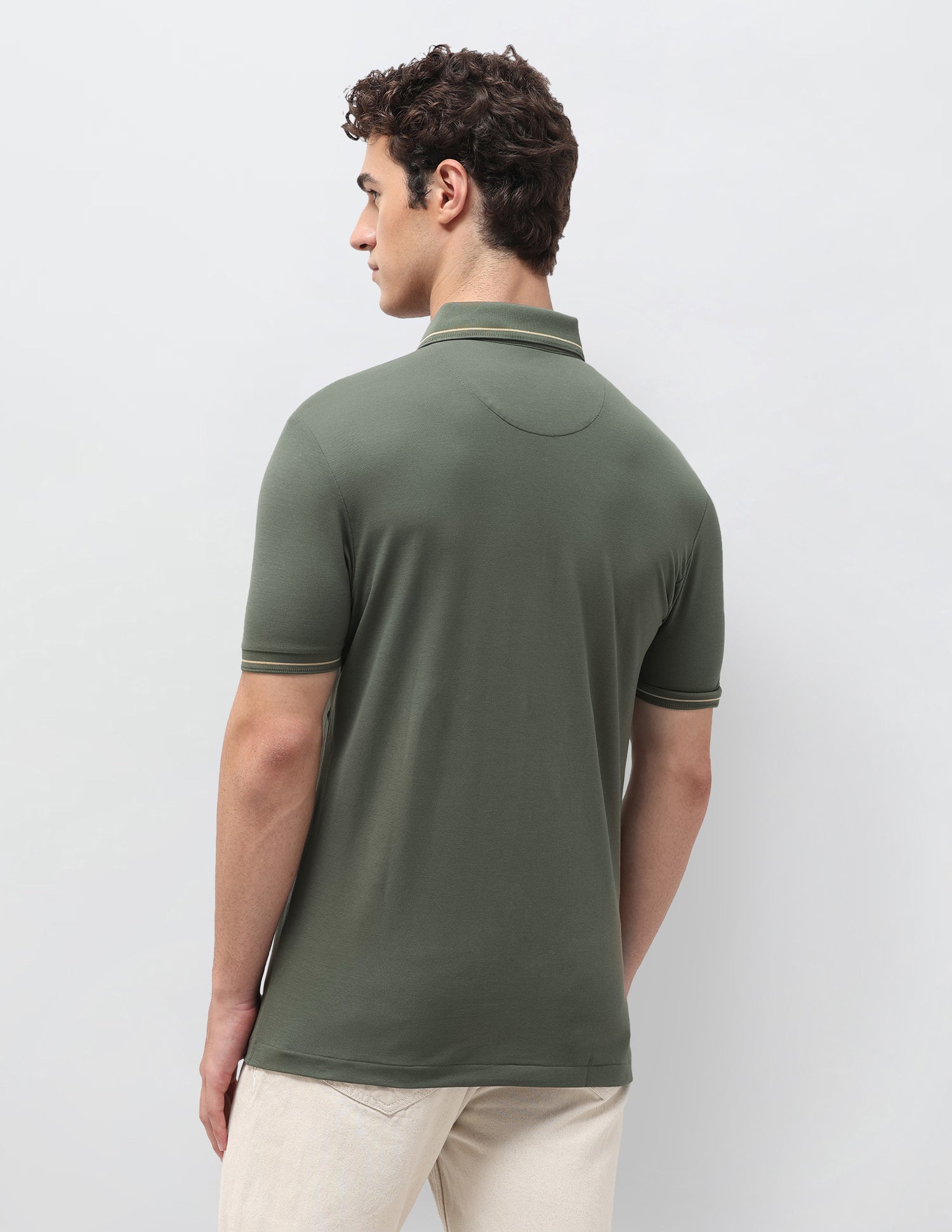 Slim Fit Solid Polo Shirt Green - U.S. Polo Assn. India | Large