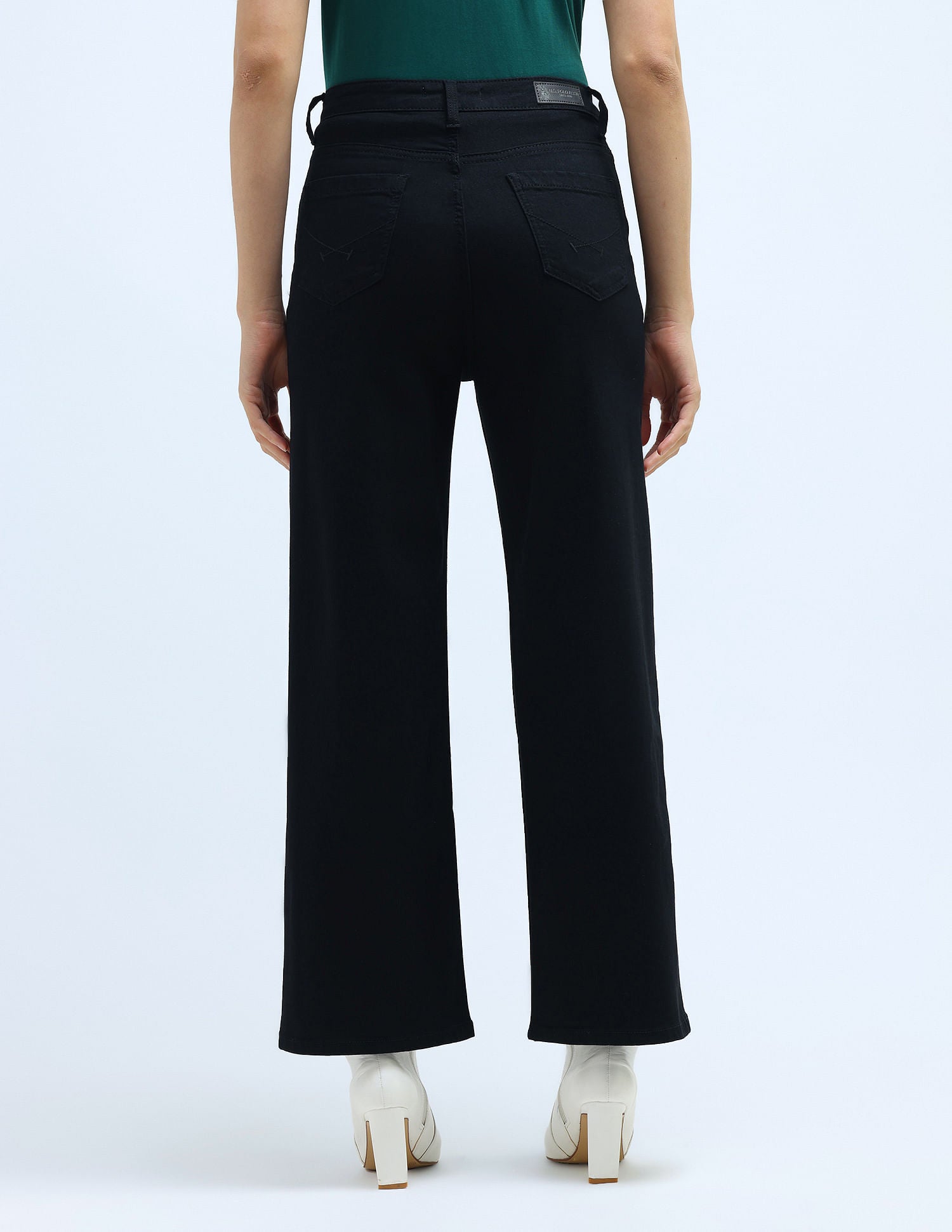 High Rise Pleated Wide Leg Jeans Black - U.S. POLO ASSN. | Large