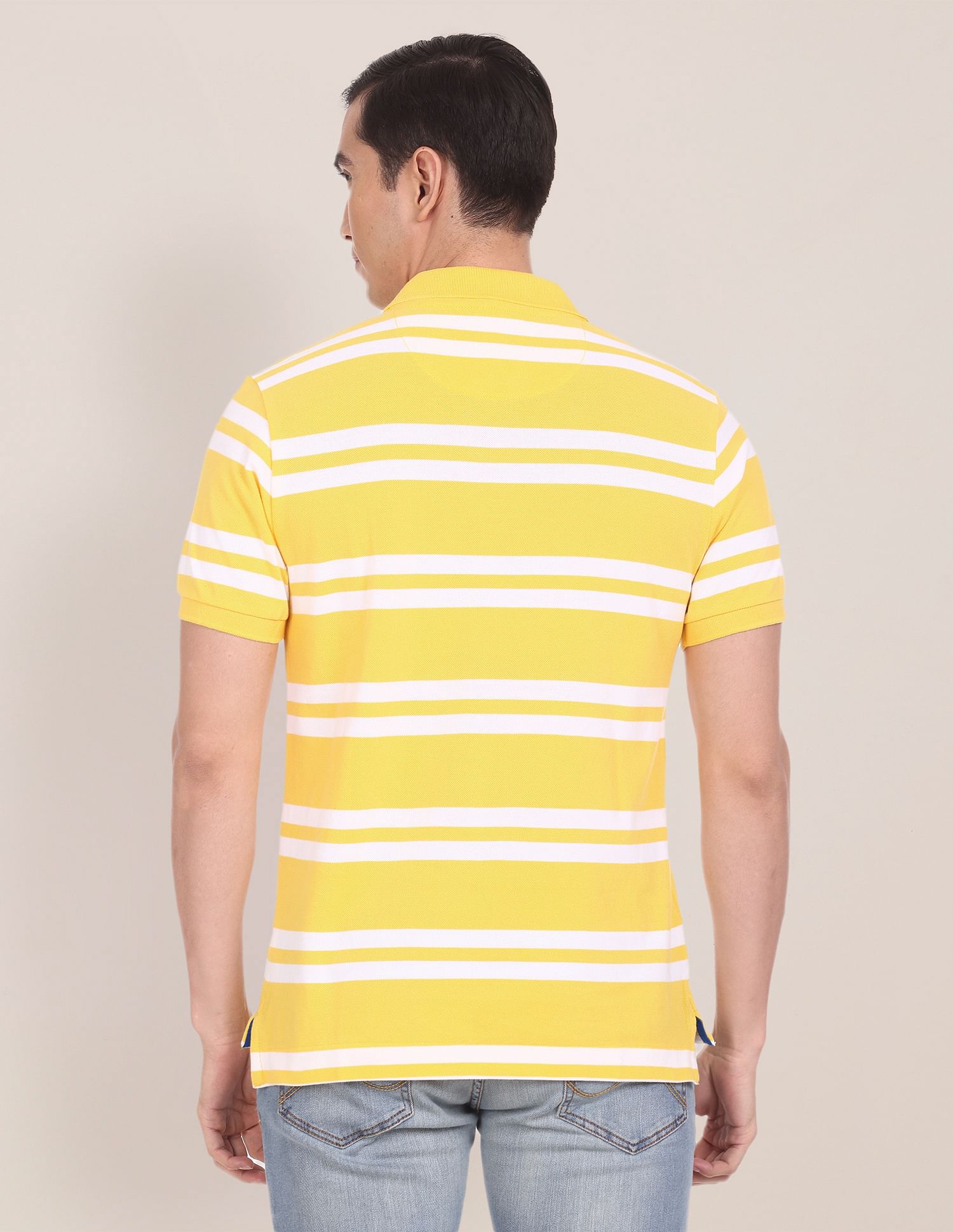 Horizontal Stripe Cotton Polo Shirt Yellow - U.S. POLO ASSN. | Large