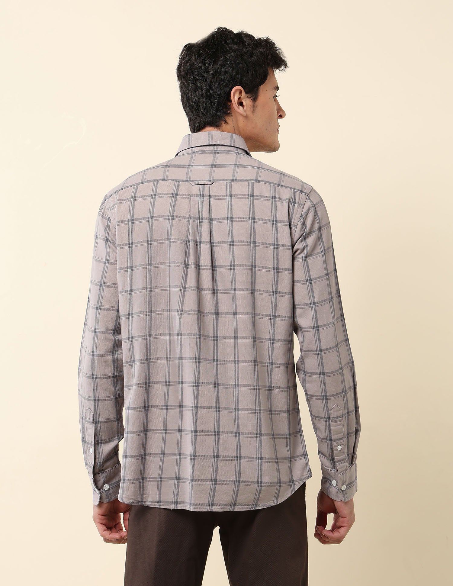 Grid Tattersall Checked Tailored Fit Shirt Grey - U.S. Polo Assn. India | Large
