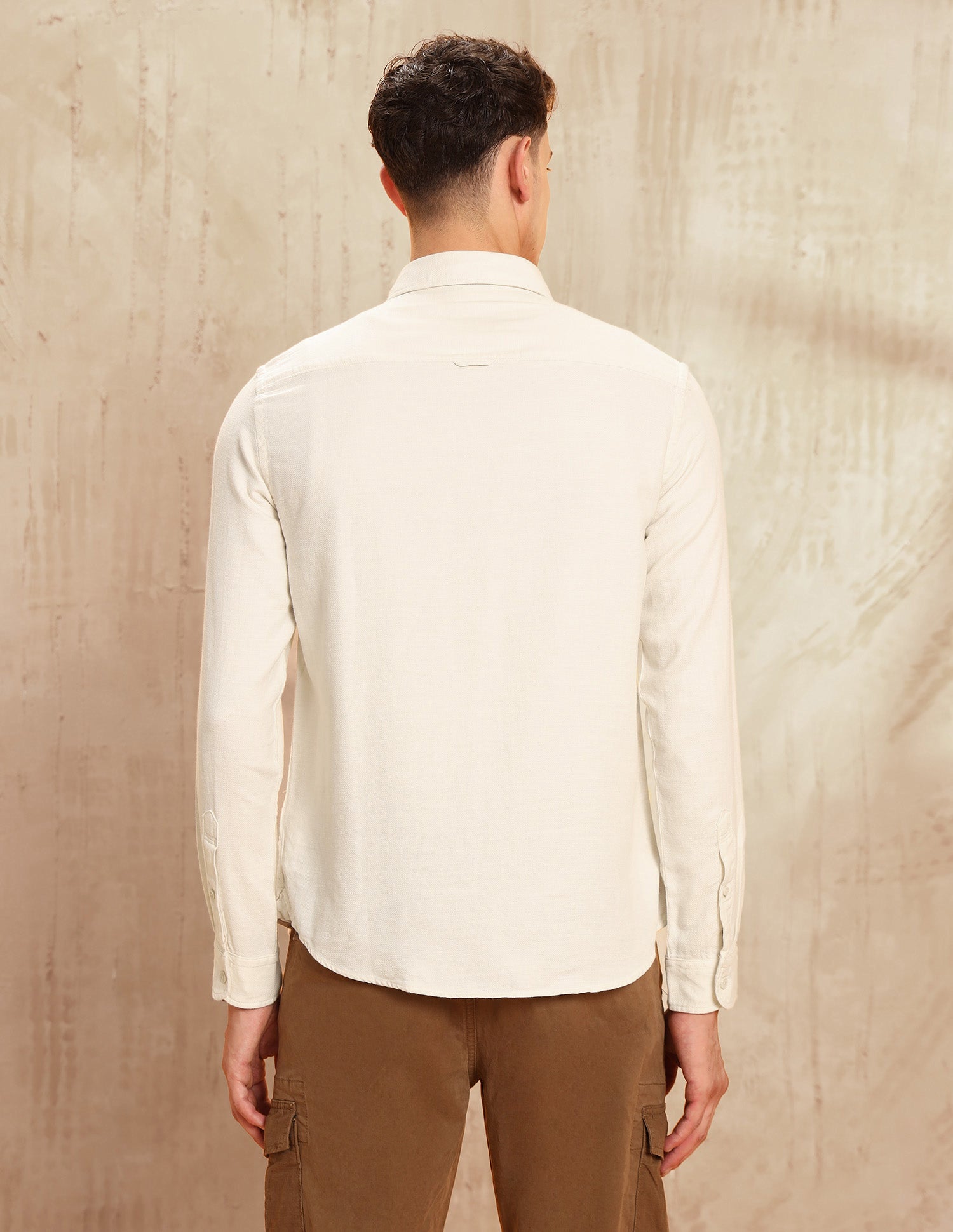 Dobby Legend Of Horseshoe Shirt Ivory - U.S. POLO ASSN. | Large