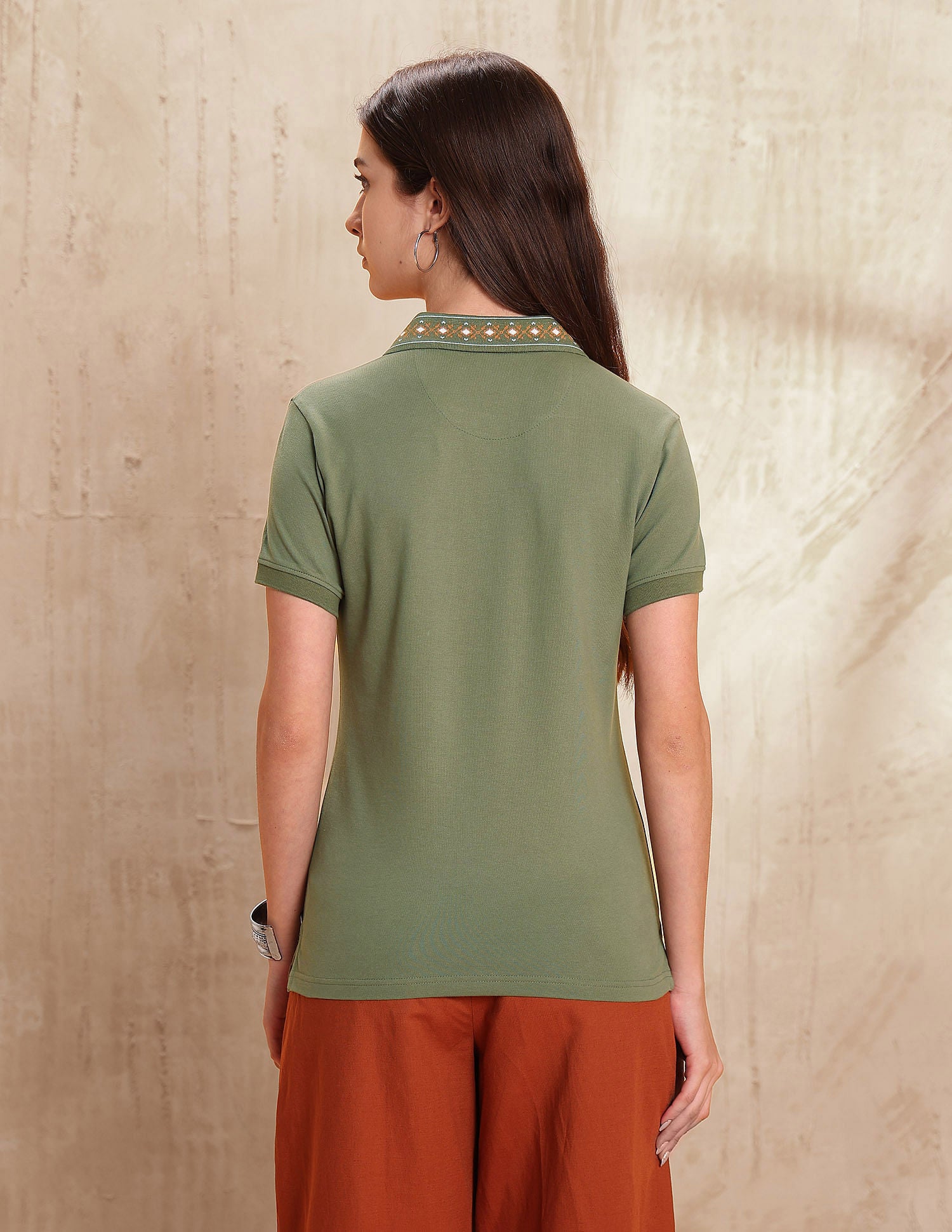 Jacquard Collar Polo Shirt Light Olive - U.S. POLO ASSN. | Large