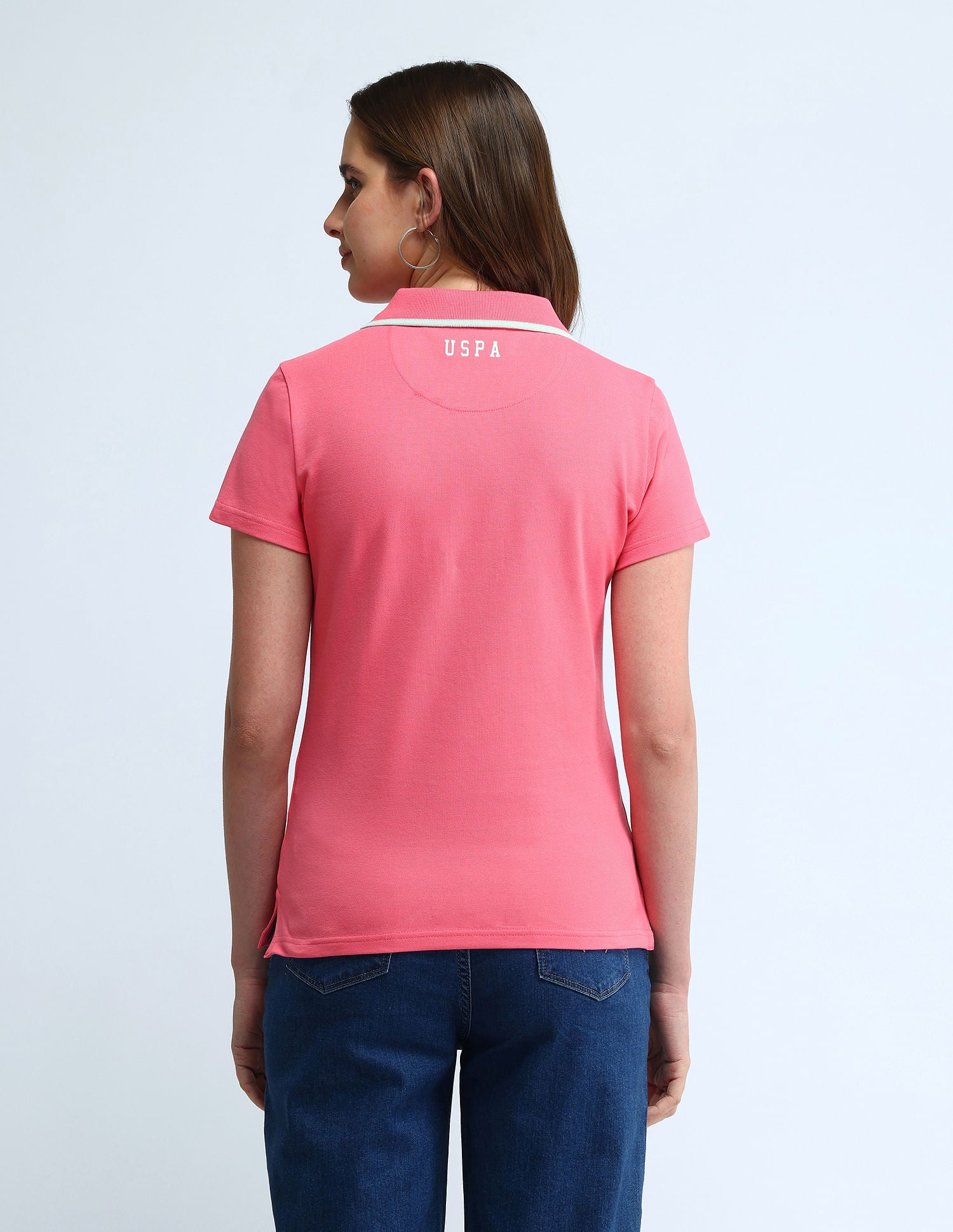 Tipped Collar Solid Polo Shirt Pink - U.S. POLO ASSN. | Large