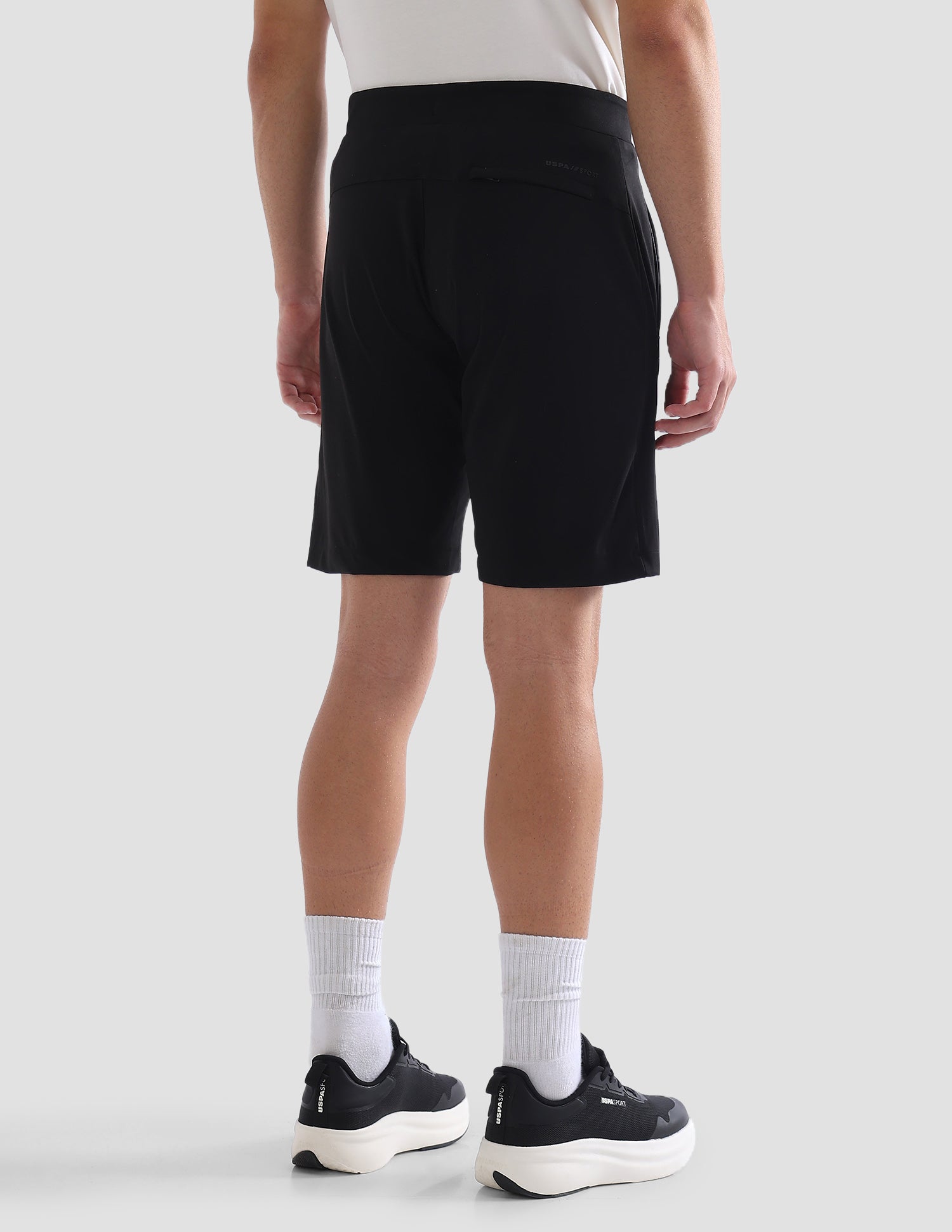 Slim Fit Mid Rise Active Shorts Black - U.S. Polo Assn. India | Large