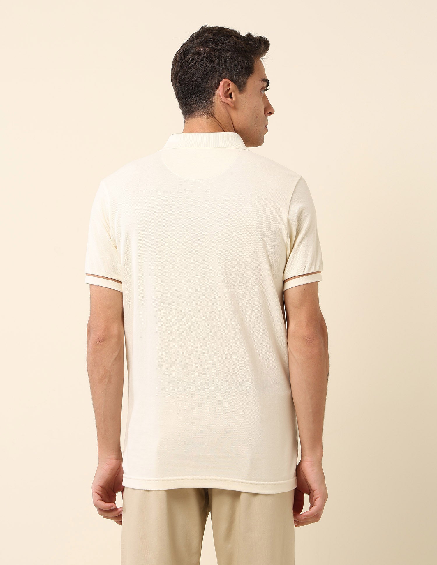 Pure Cotton Slim Fit Polo Shirt Off White - U.S. Polo Assn. India | Large