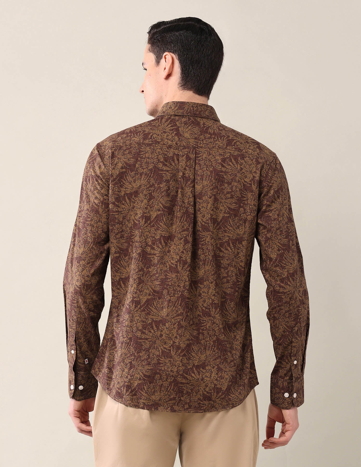 All-Over Printed Tailored Fit Shirt Tan - U.S. Polo Assn. India | Large