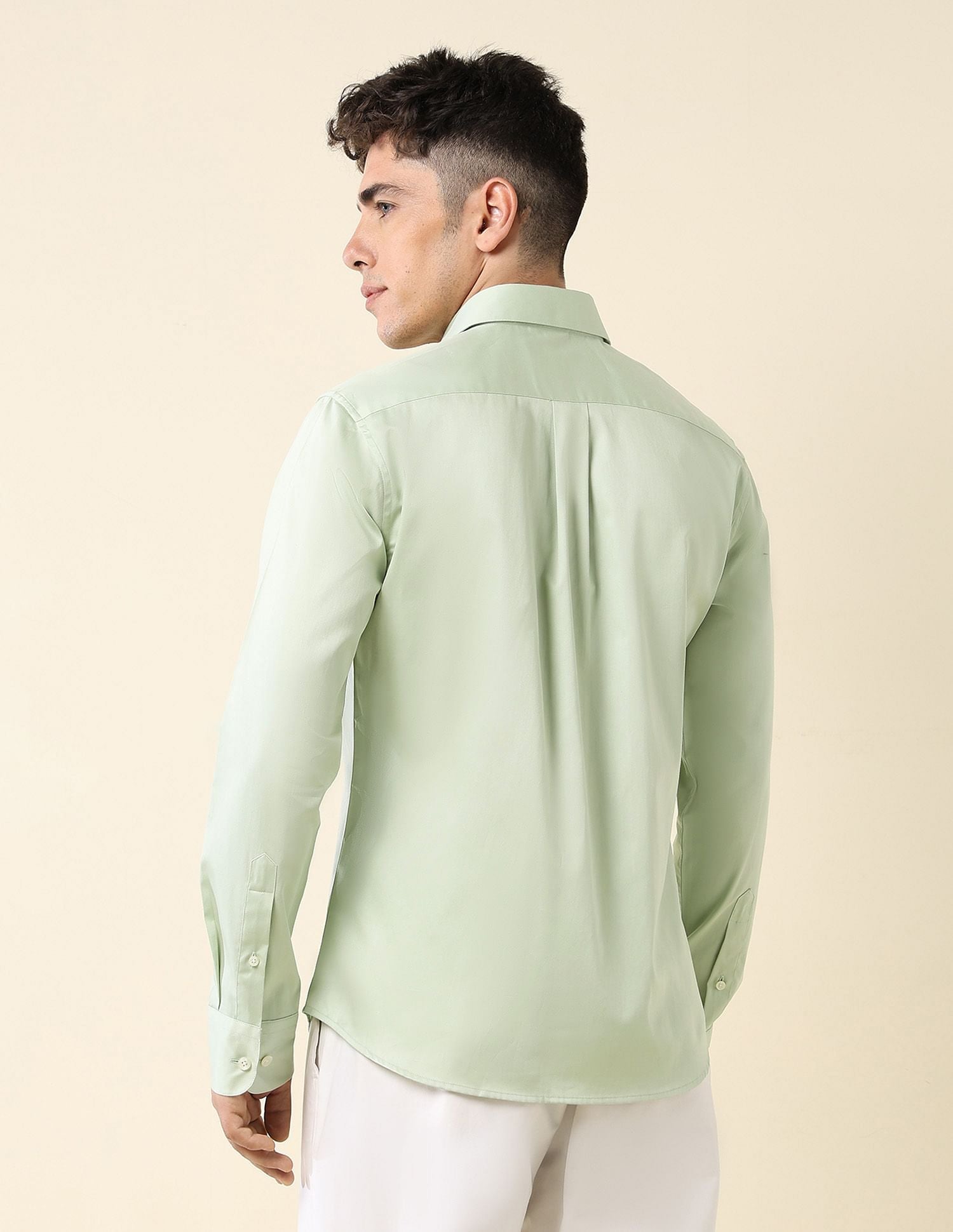 Tailored Fit Satin Shirt Light Green - U.S. Polo Assn. India | Large