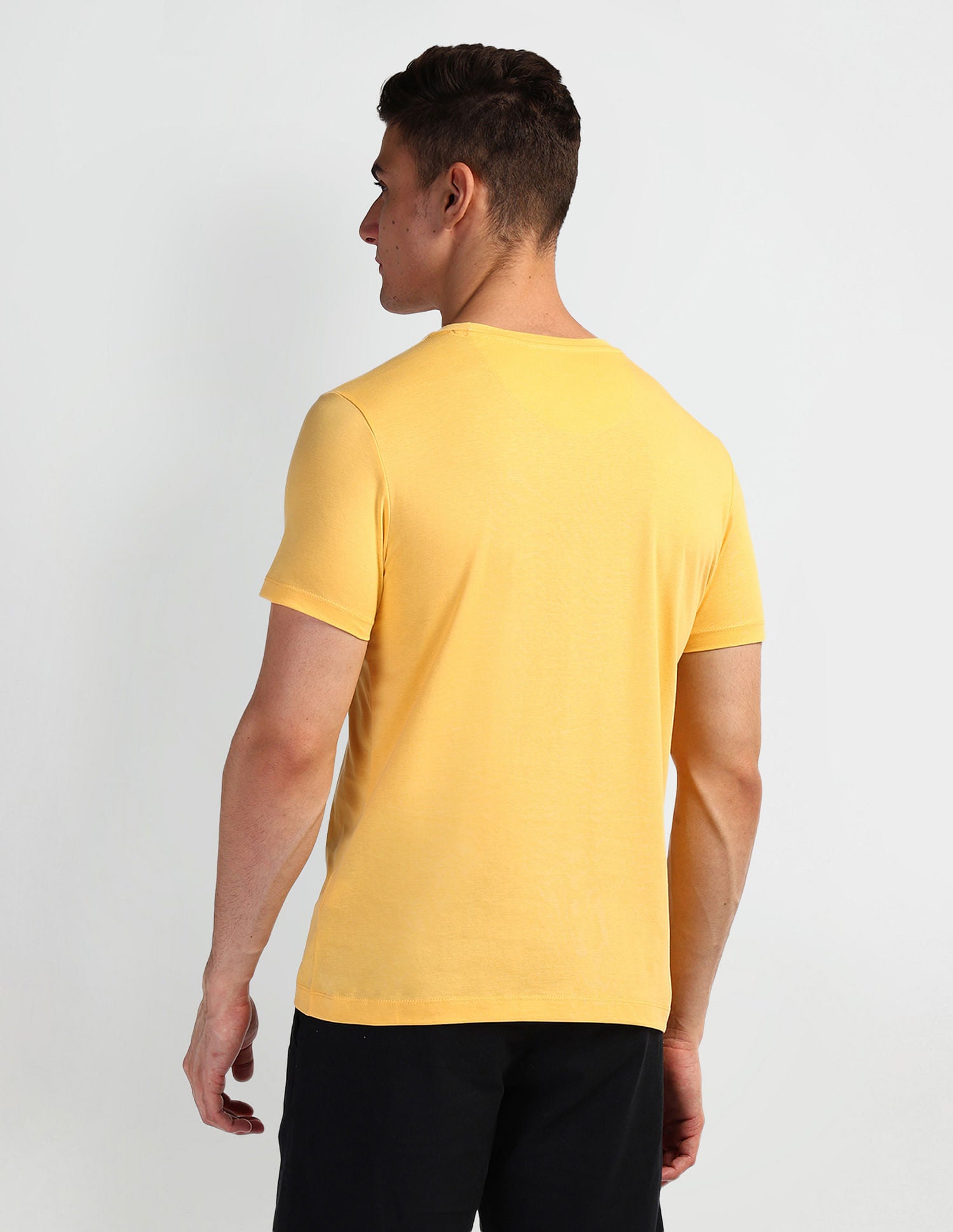 Brand Print Muscle Fit T-Shirt Yellow - U.S. Polo Assn. India | Large