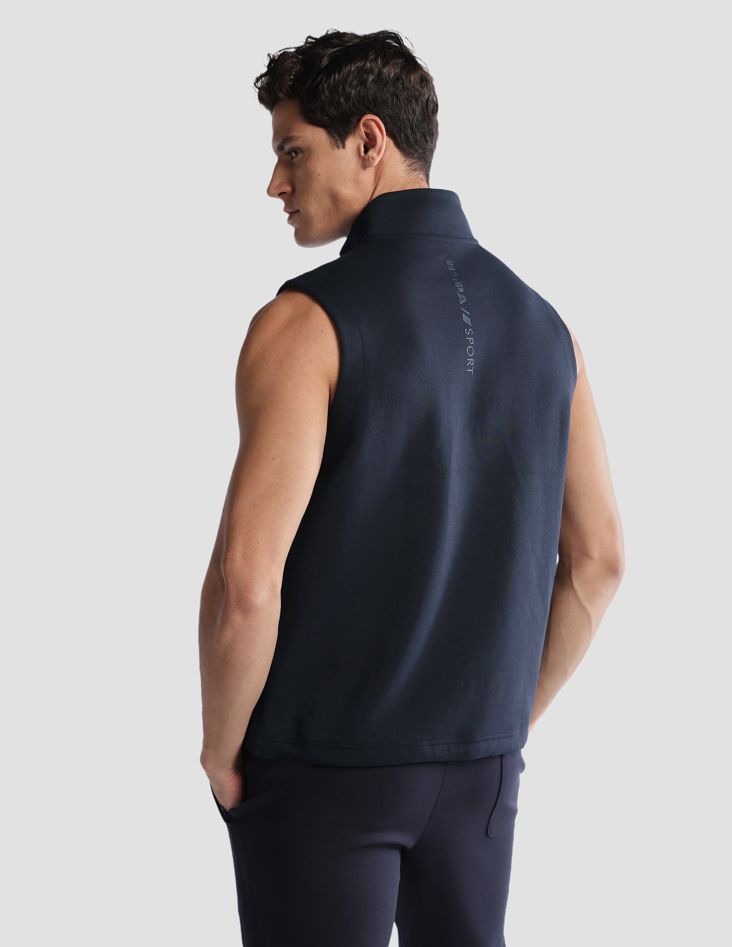 Solid Regular Fit Active Sweatshirt Navy - U.S. Polo Assn. India | Large