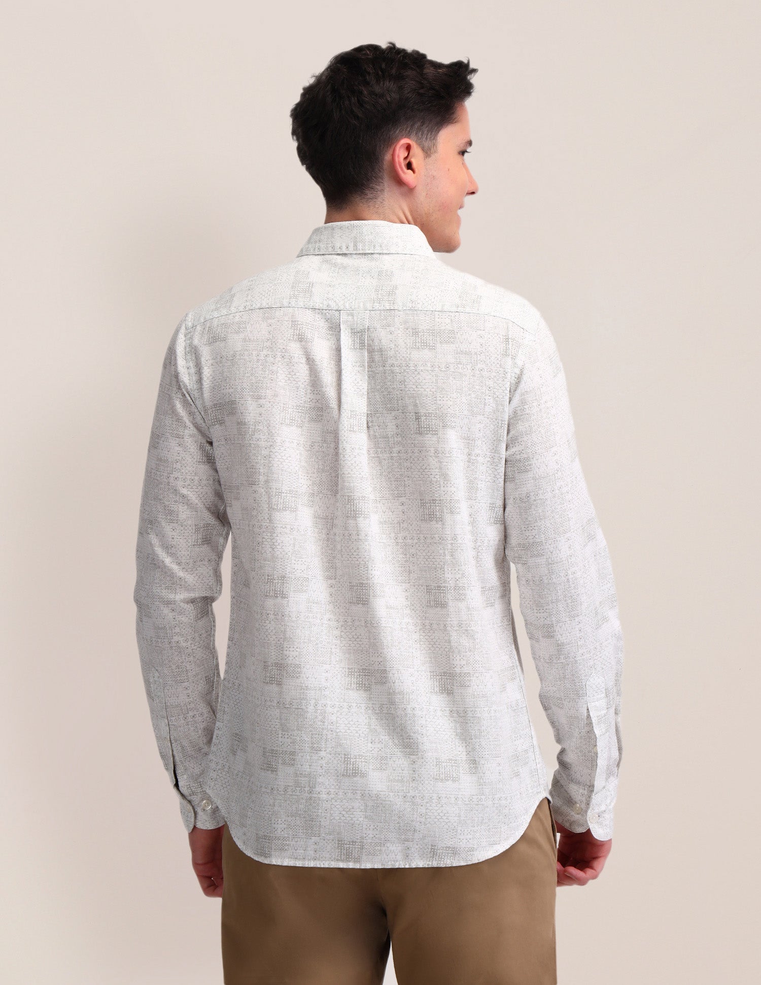 All-Over Printed Tailored Fit Shirt White - U.S. Polo Assn. India | Large