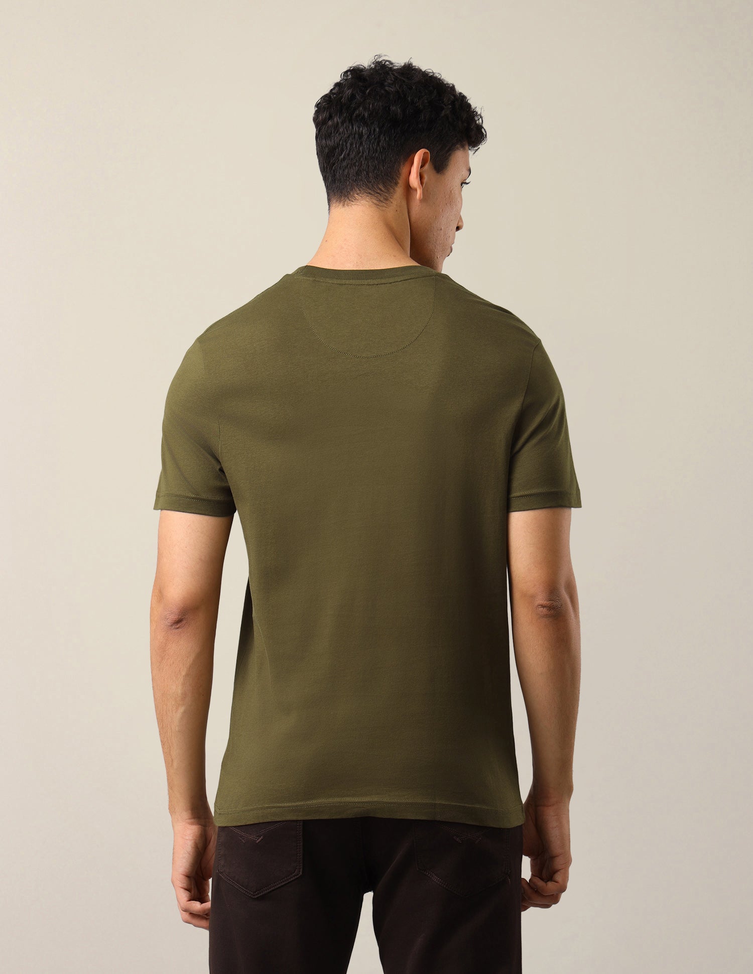 Solid Regular Fit T-Shirt Olive - U.S. Polo Assn. India | Large