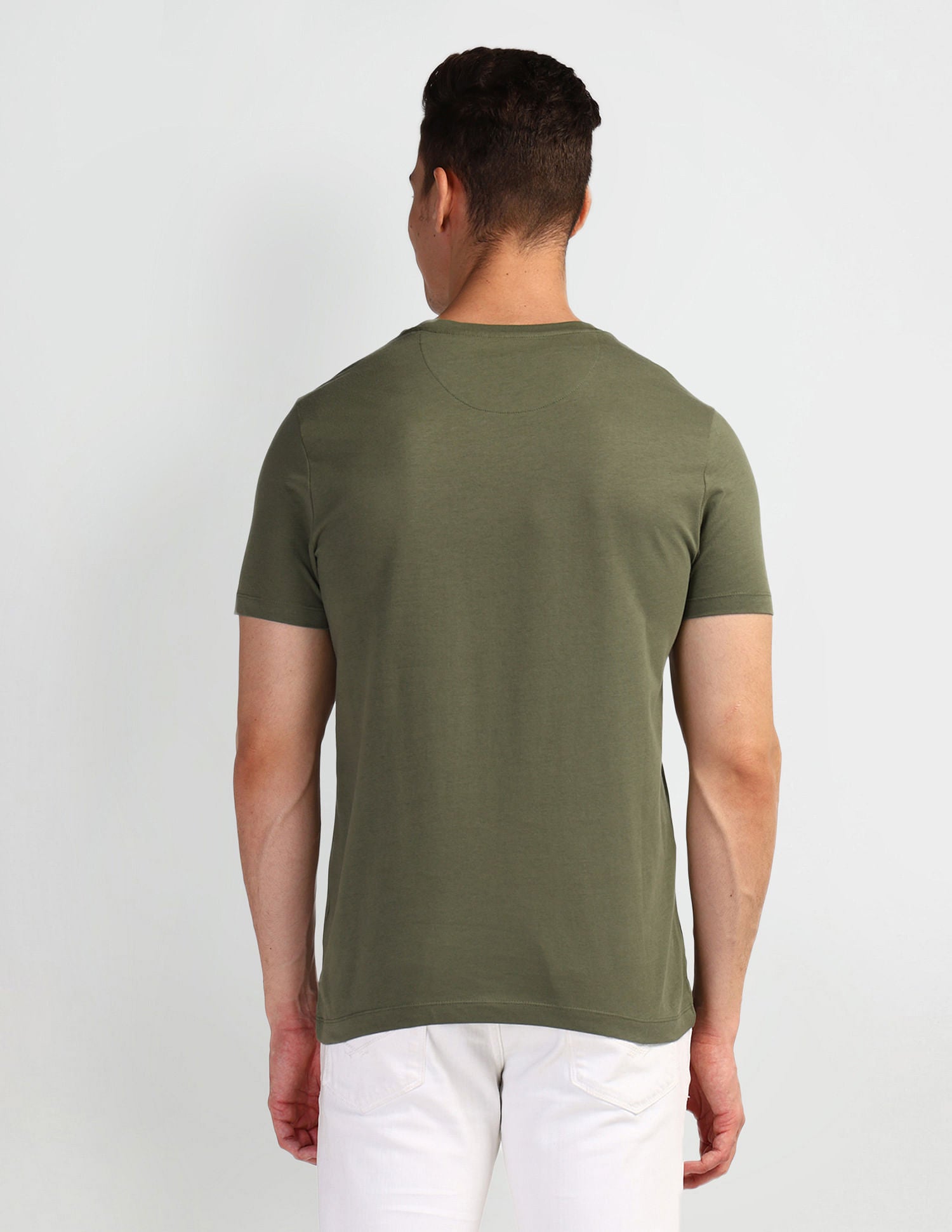 Brand Print Muscle Fit T-Shirt Olive - U.S. Polo Assn. India | Large
