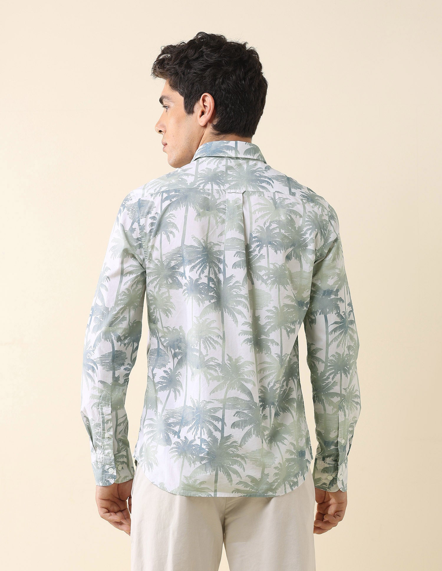 Tropical Printed Poplin Shirt Green - U.S. Polo Assn. India | Large