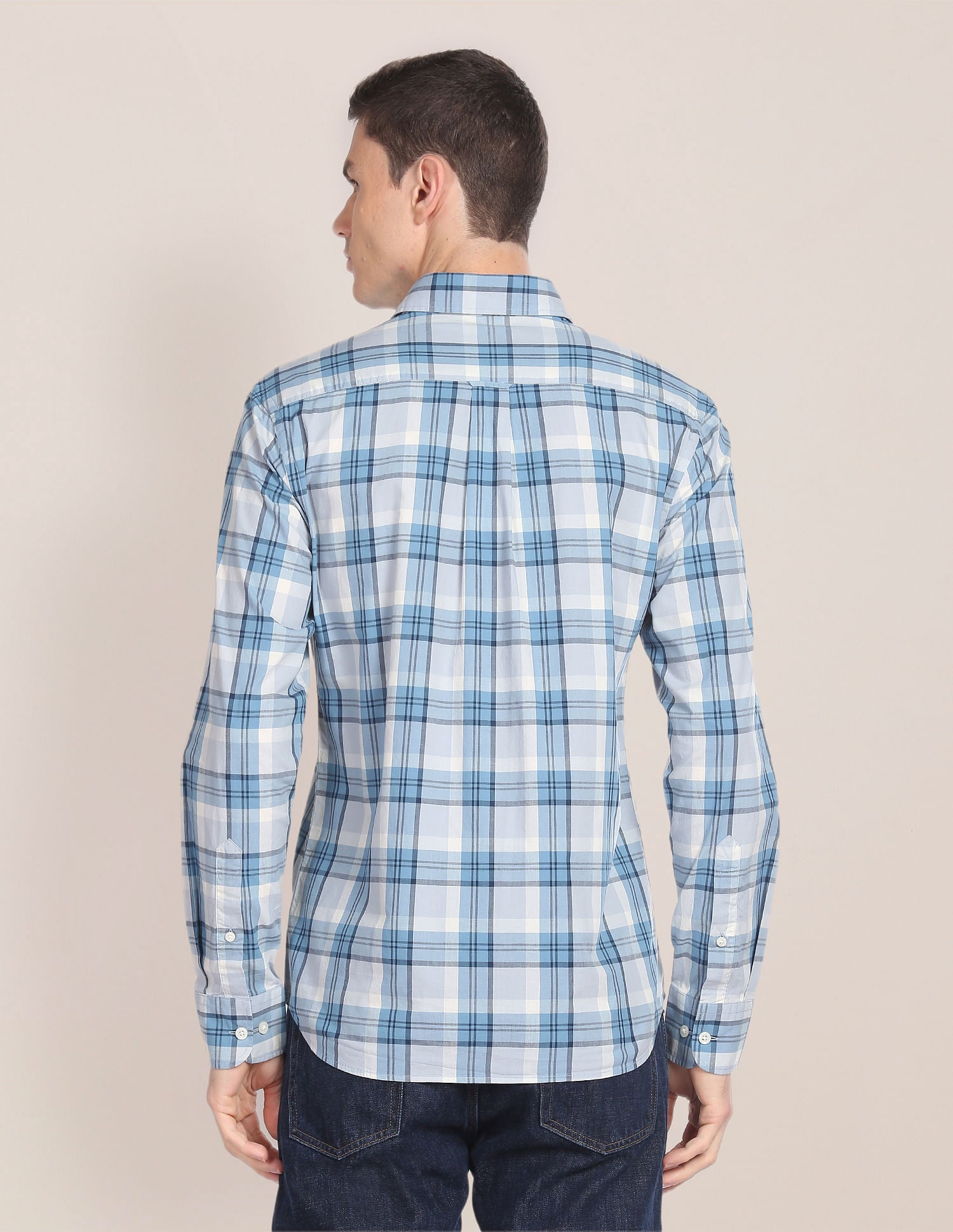 Tartan Check Cotton Casual Shirt Light Blue - U.S. POLO ASSN. | Large