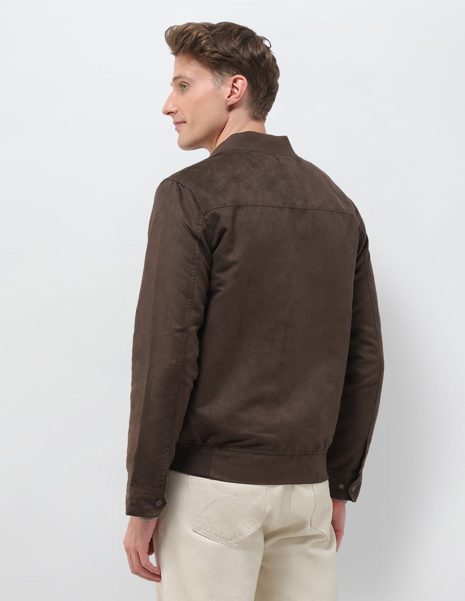 Solid Regular Fit Bomber Jacket Dark Brown - U.S. Polo Assn. India | Large