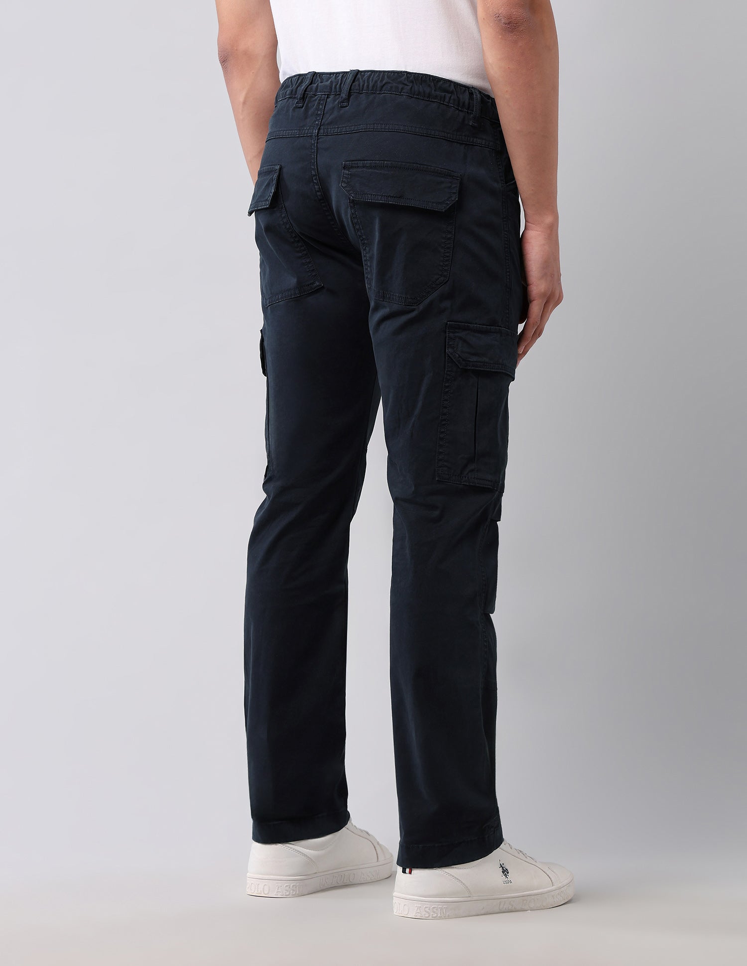 Straight Fit Pure Cotton Cargos Navy - U.S. Polo Assn. India | Large