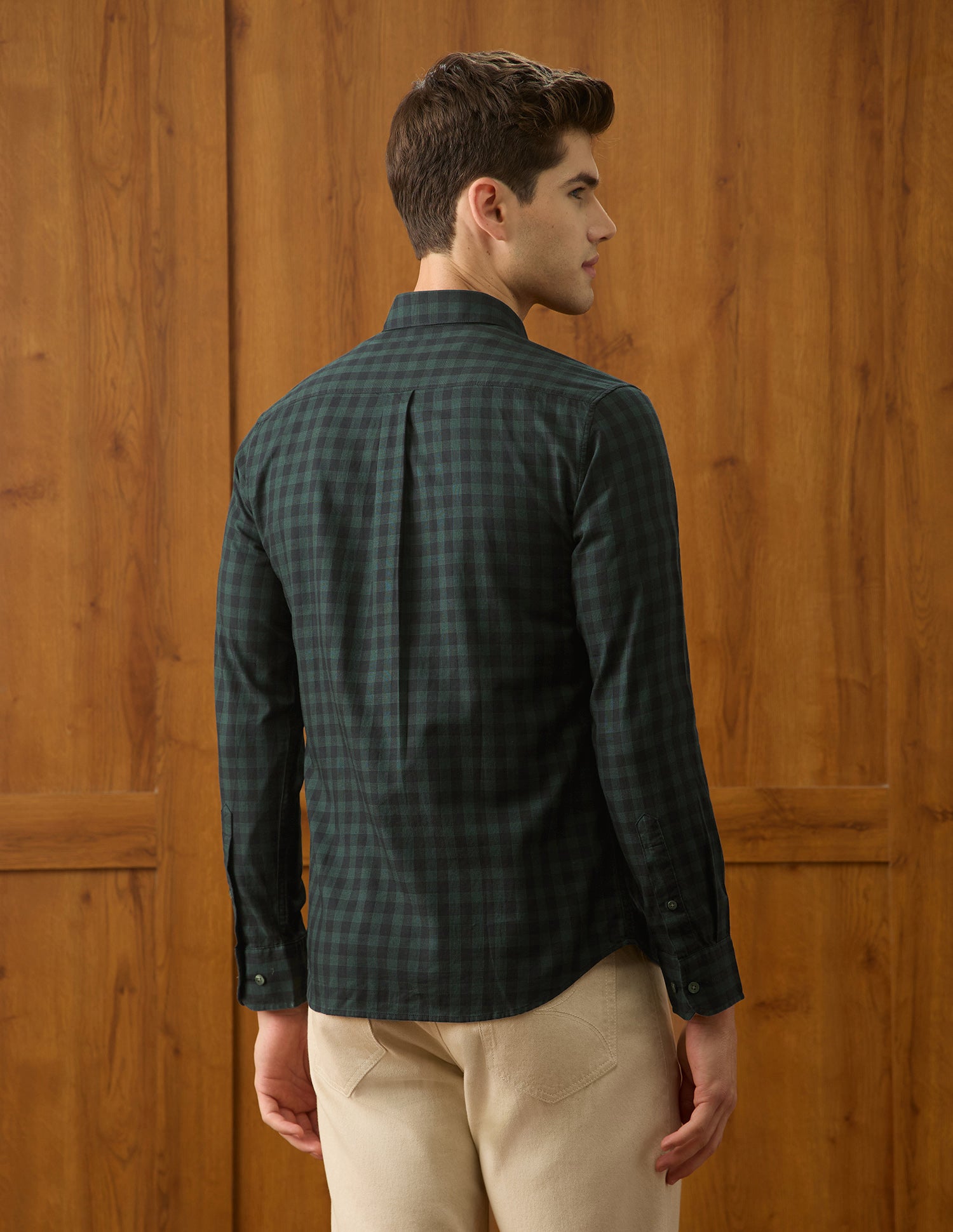 Twill Gingham Checked Shirt Olive - U.S. Polo Assn. India | Large