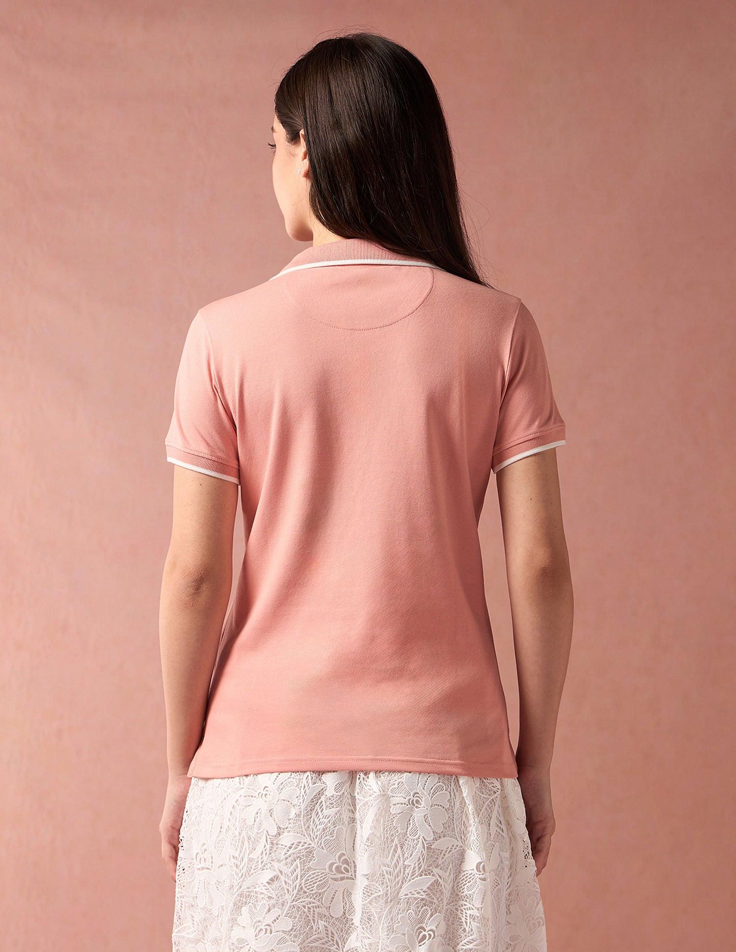 Open Placket Pique Polo Shirt Peach - U.S. POLO ASSN. | Large