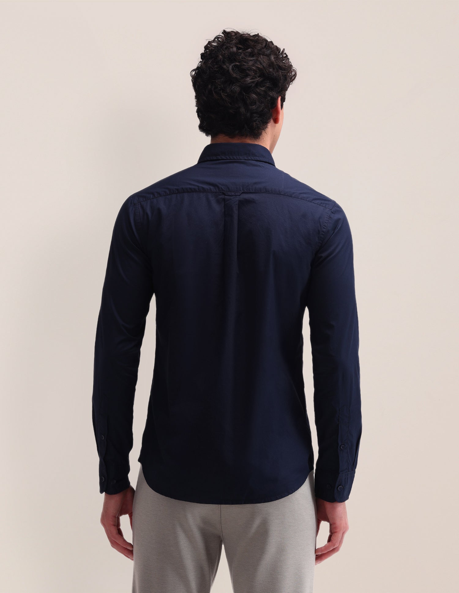 Solid Pattern Poplin Shirt Navy - U.S. Polo Assn. India | Large