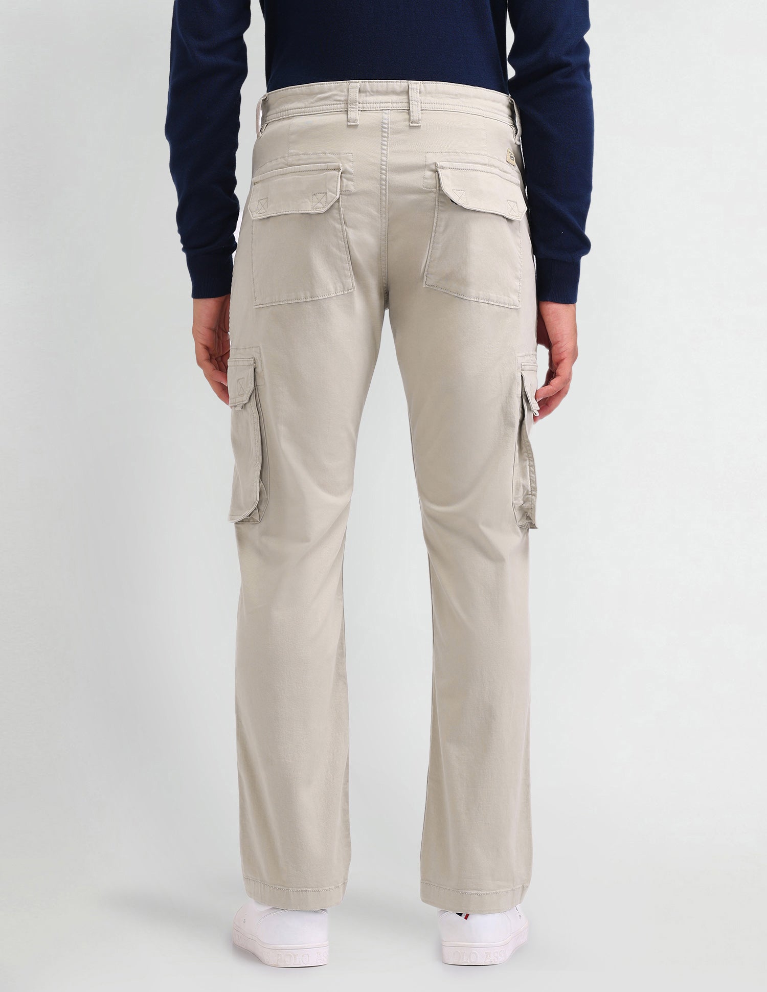 Solid Straight Fit Trousers Stone - U.S. Polo Assn. India | Large