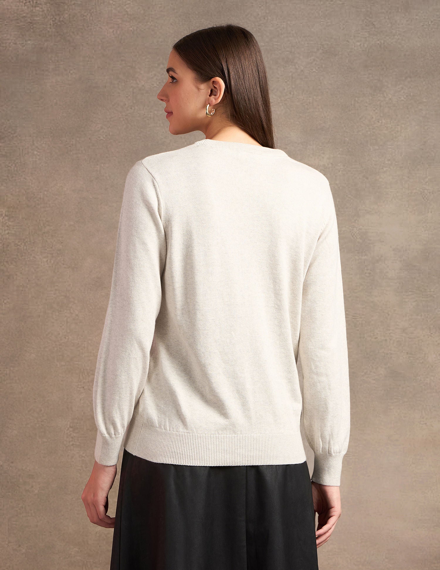 Crest Logo Regular Fit Sweater Off White - U.S. POLO ASSN. | Large