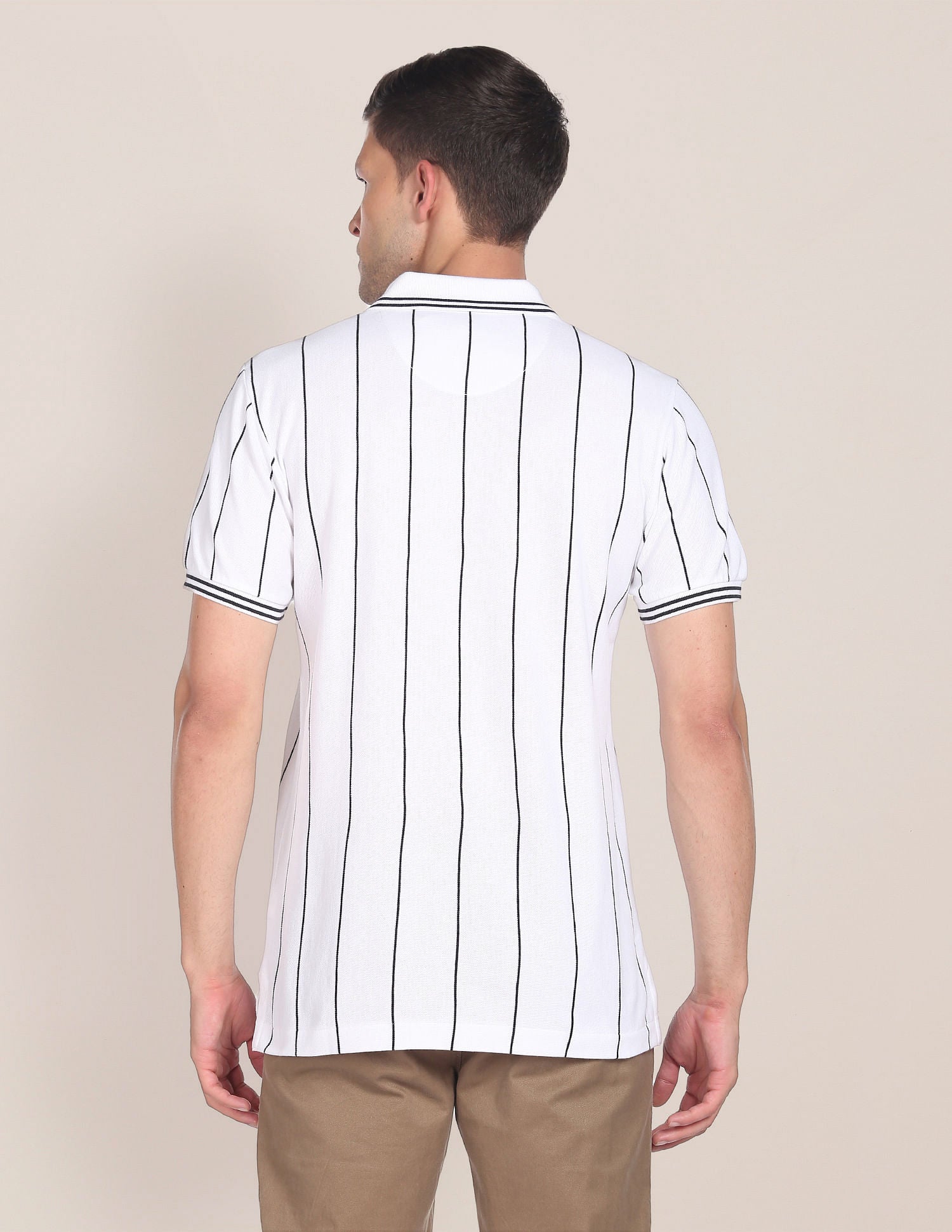 Vertical Stripe Heritage Logo Polo Shirt White - U.S. Polo Assn. India | Large