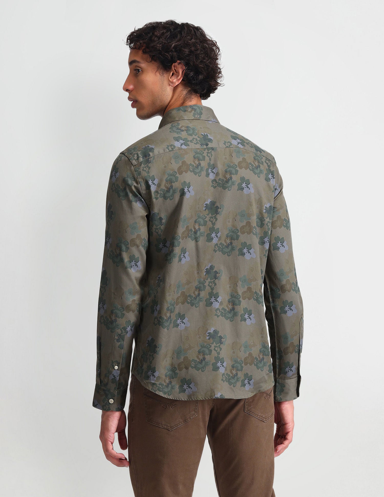 Floral Printed Regular Fit Shirt Olive - U.S. POLO ASSN. | Large