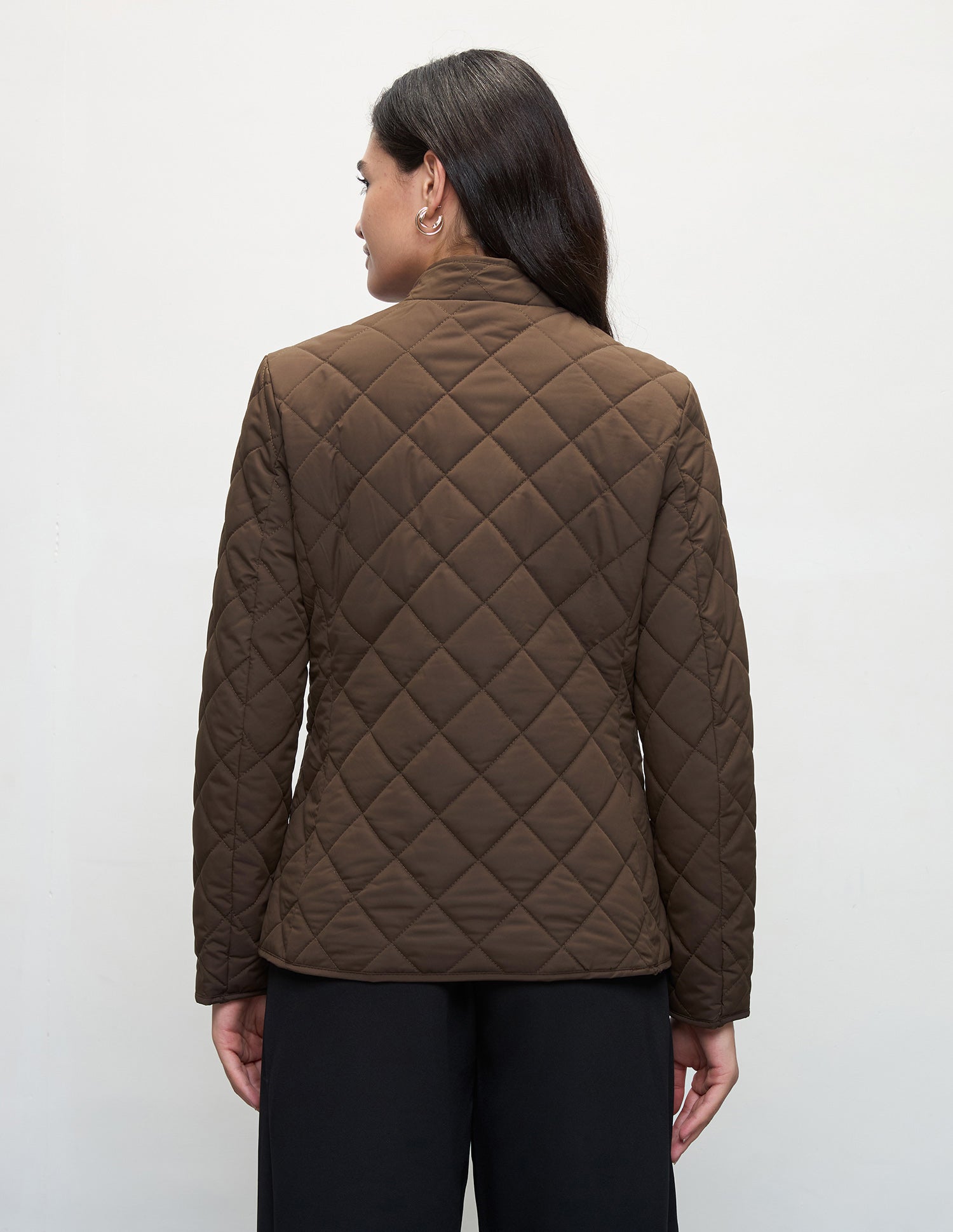 Solid Regular Fit Quilted Jacket Dark Brown - U.S. Polo Assn. India | Large