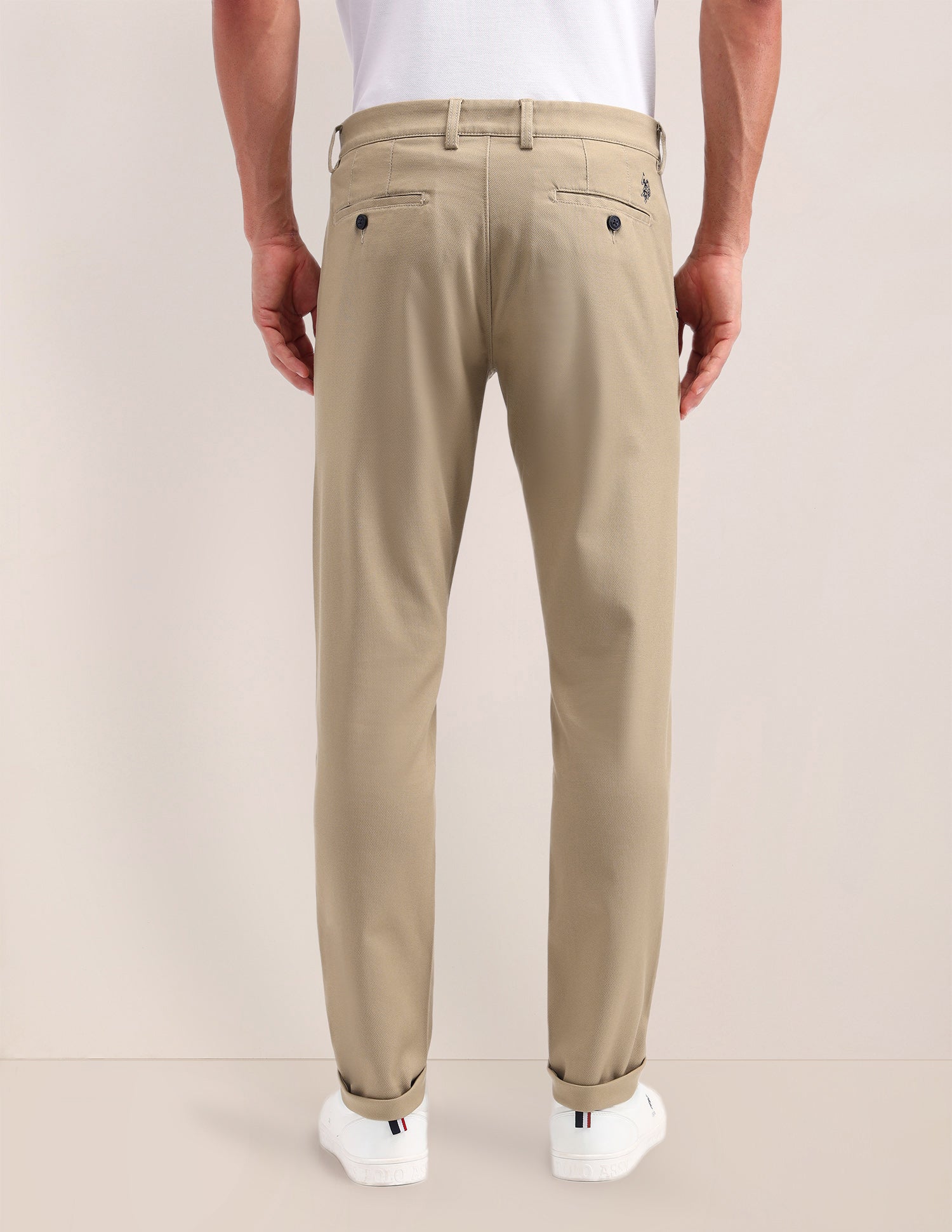 Austin Slim Fit Solid Trousers Khaki - U.S. POLO ASSN. | Large