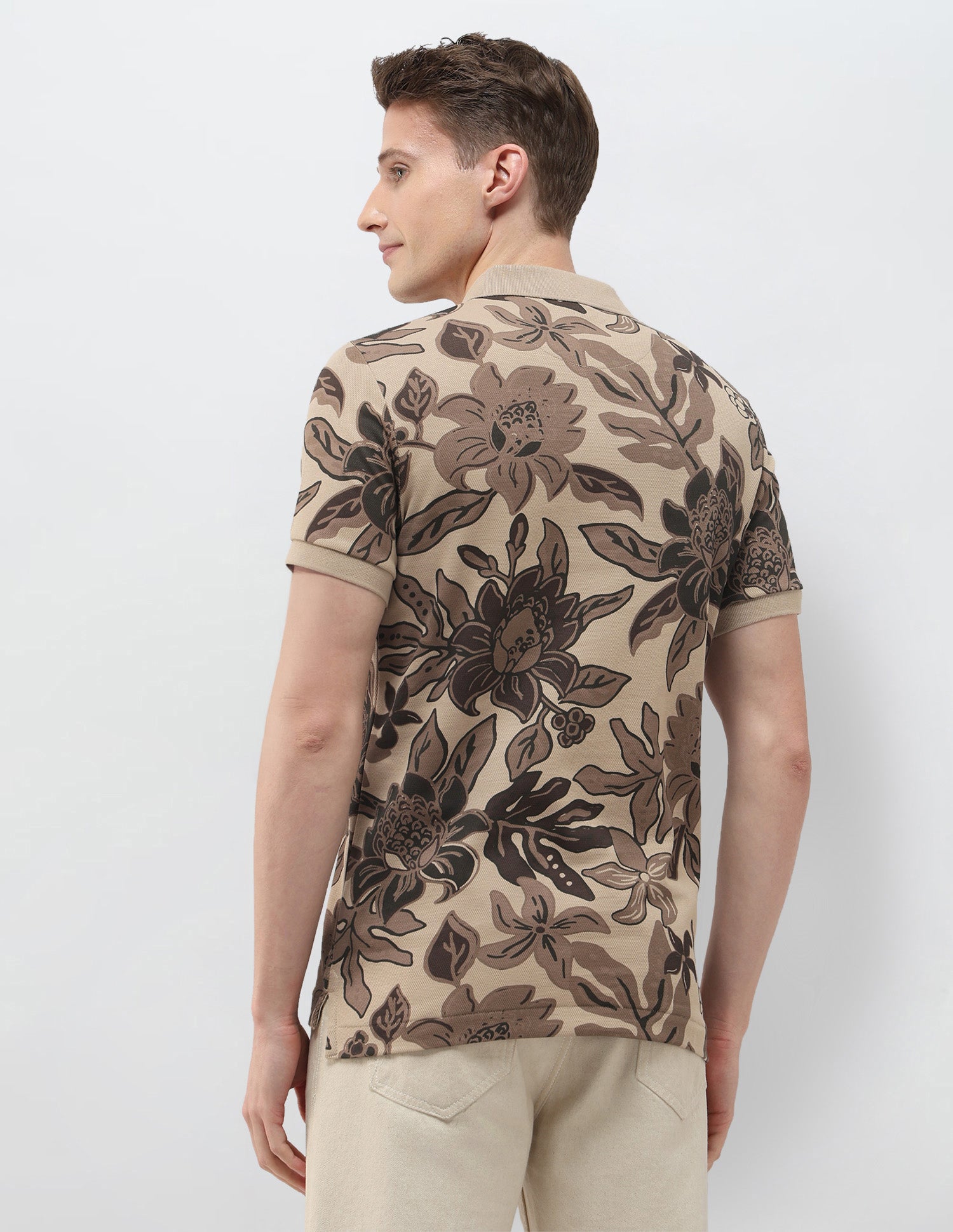 Floral Printed Summer House Polo Shirt Brown - U.S. Polo Assn. India | Large