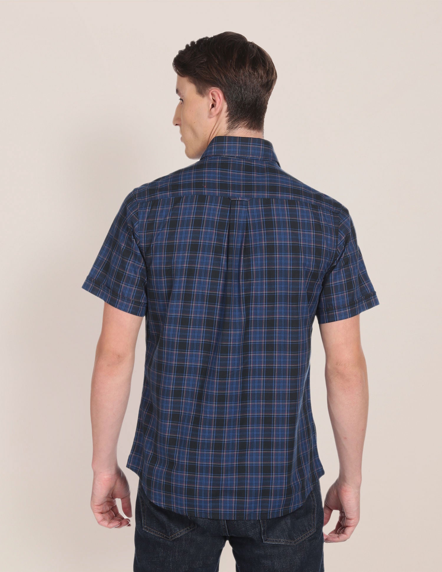 Spread Collar Short Sleeve Casual Shirt NAVY - U.S. Polo Assn. India | Large