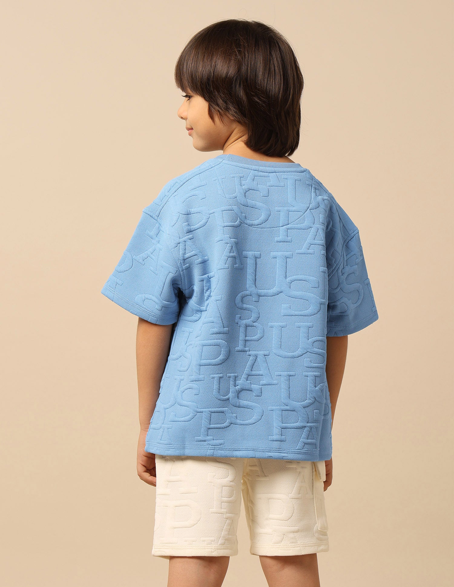 Boys Brand Embossed Boxy Fit T-Shirt Blue - U.S. POLO ASSN. | Large