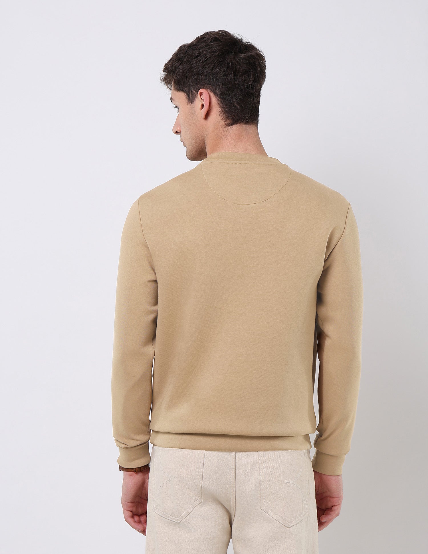 Brand Embossed Regular Fit Sweatshirt Beige - U.S. POLO ASSN. | Large